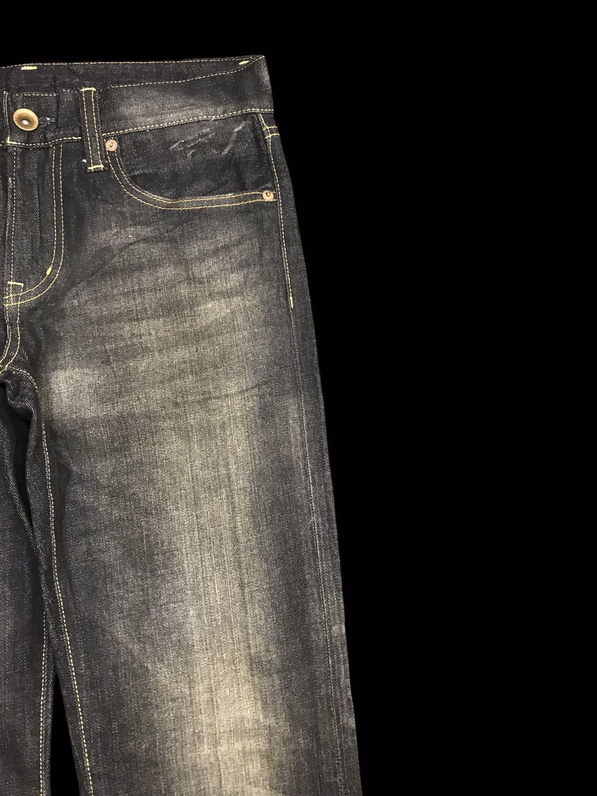 Japanese Brand 💥90s Style💥uniqlo Black Stone Wash Stylish Fades Denim F60 Size US 31 - 3 Thumbnail
