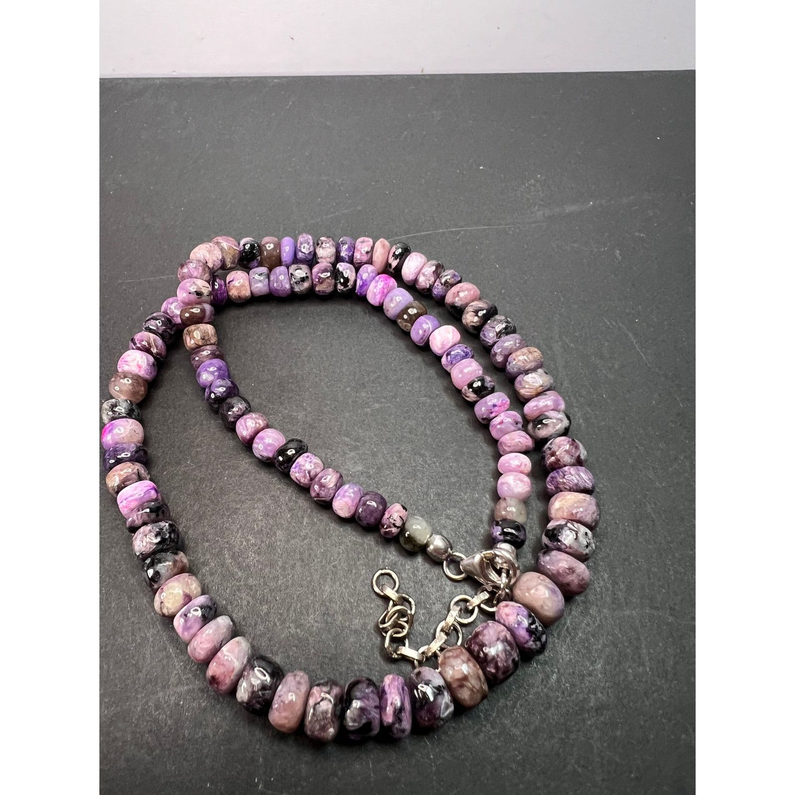Other NEW Charoite rondelle beaded 18 inch necklace with 925 clasp Size ONE SIZE - 7 Thumbnail