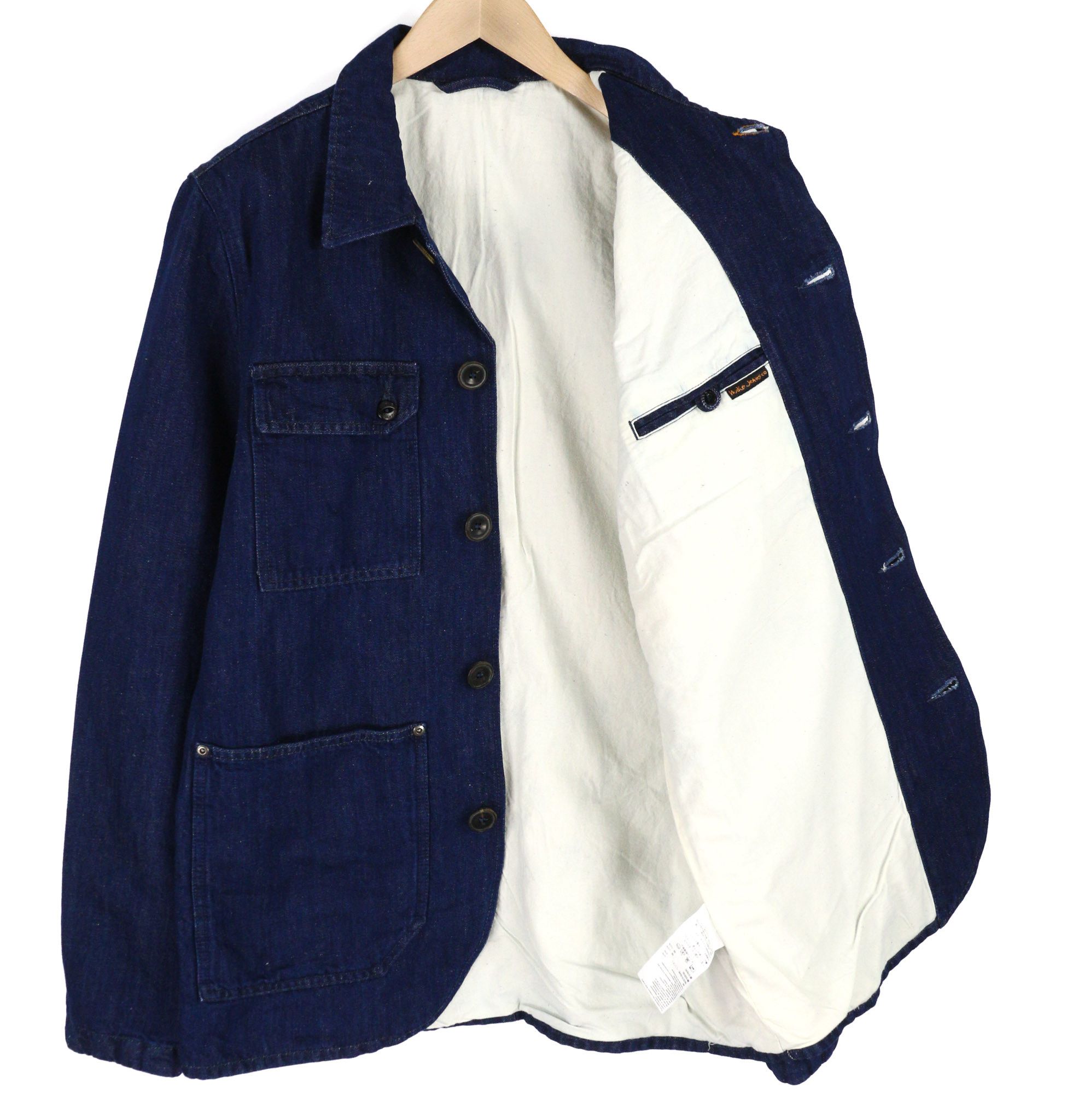 Nudie Jeans RICCO DARK HEMP XL Blue Denim Lined Pockets Jacket 82407 Size US XL / EU 56 / 4 - 4 Thumbnail