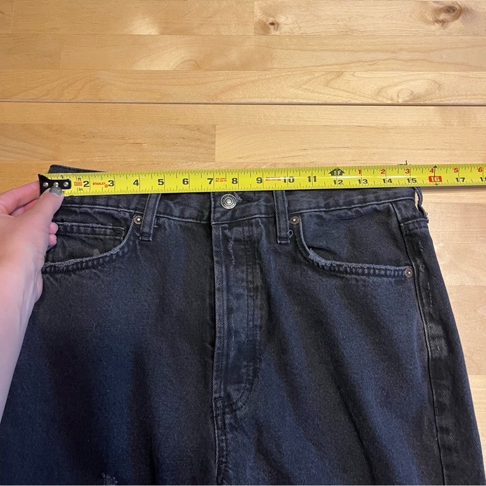 Free People FREE PEOPLE We The Free Black Boyfriend Fit Jeans Distressed Size 27" / US 4 / IT 40 - 6 Thumbnail