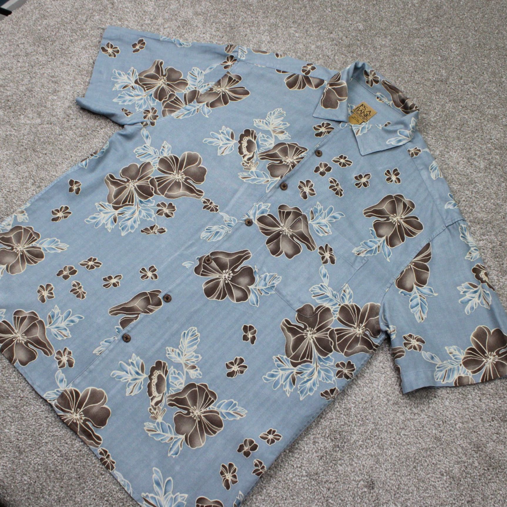 Jos. A. Bank Jos. A. Bank Shirt Mens Large Blue Floral 100% Silk Short Sleeve Button Up Size US L / EU 52-54 / 3 - 4 Thumbnail