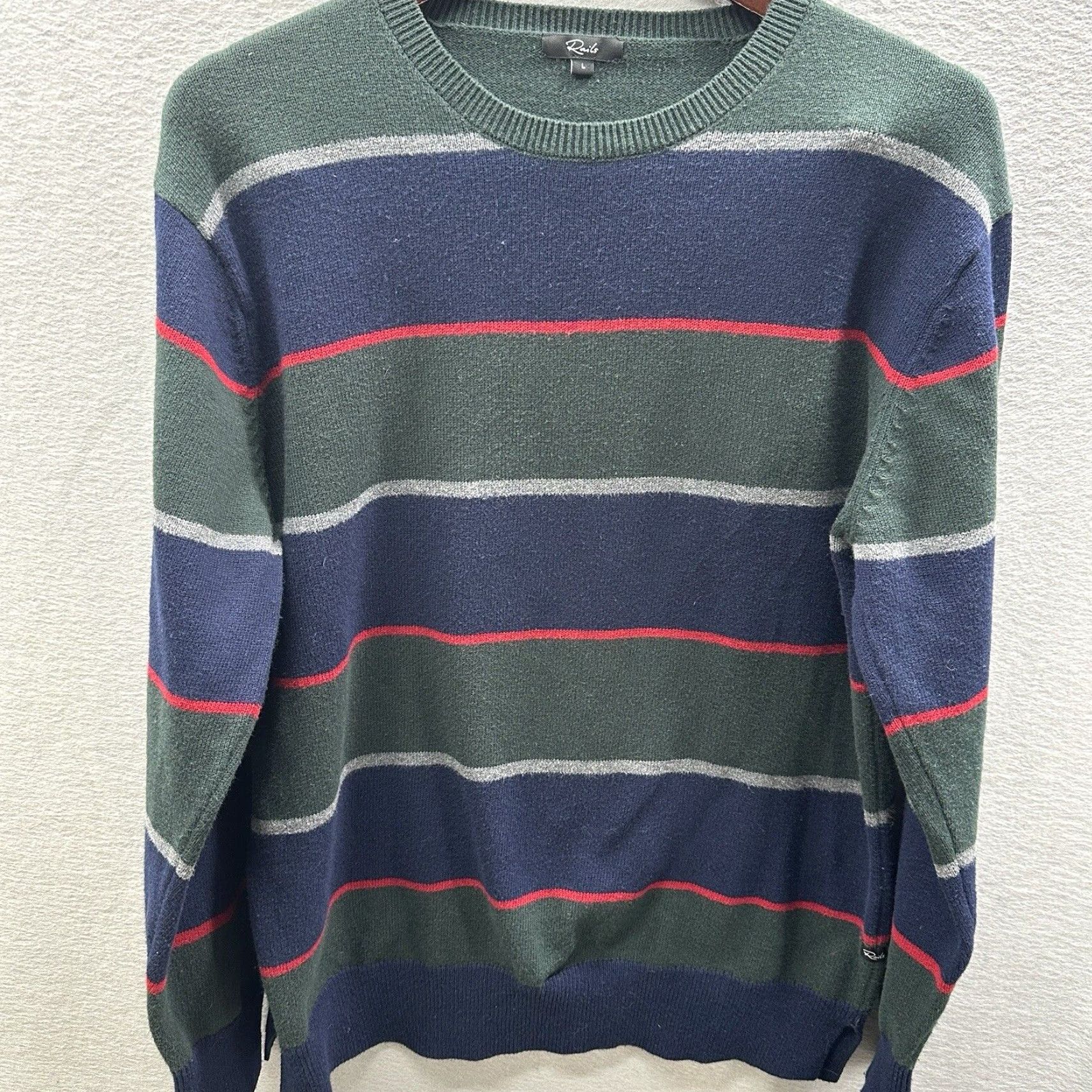 Rails Rails Mens Large Rugby Stripe Striped Pullover Cotton Preppy Kent Dad Sweater Size US L / EU 52-54 / 3 - 2 Thumbnail