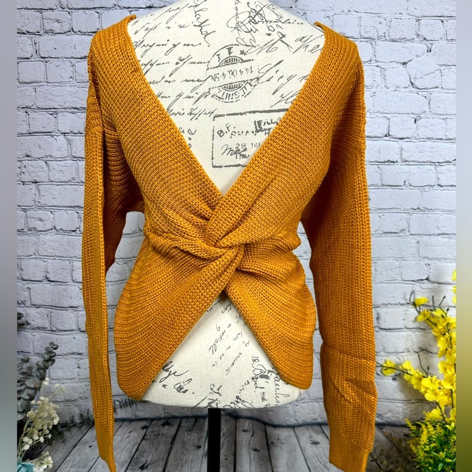 Other Reversible Twisted Knit Long Sleeve Fall Sweater Mustard M Size M / US 6-8 / IT 42-44 - 4 Thumbnail