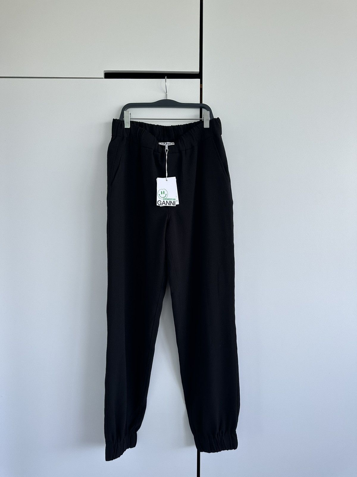 image of Ganni Elasticised Ankle Carrot Slacks in Black, Women's (Size 26)