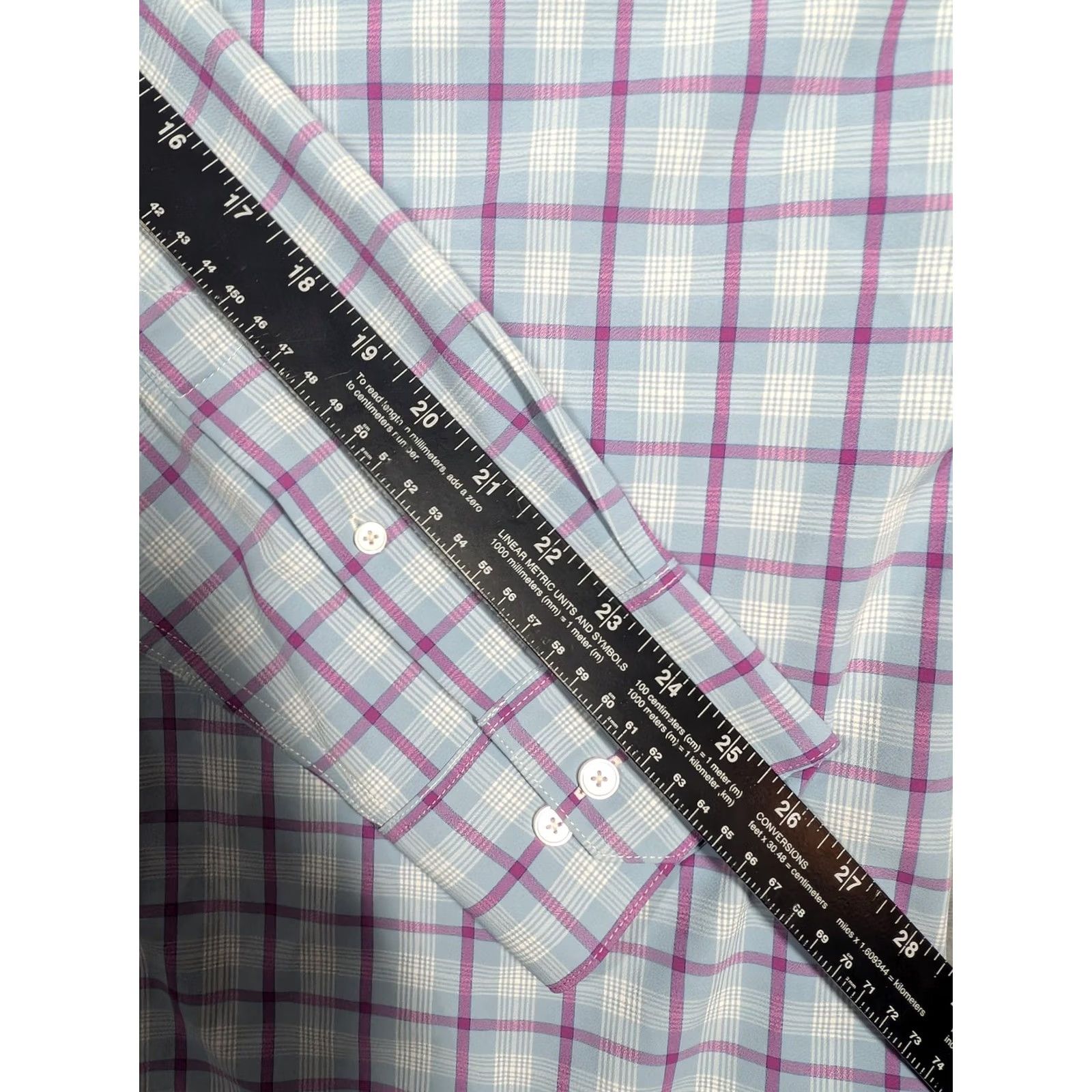 Mizzen+Main Mizzen+Main Shirt Mens Large Blue Purple Plaid Leeward Trim Fit Button Up Size US L / EU 52-54 / 3 - 4 Thumbnail