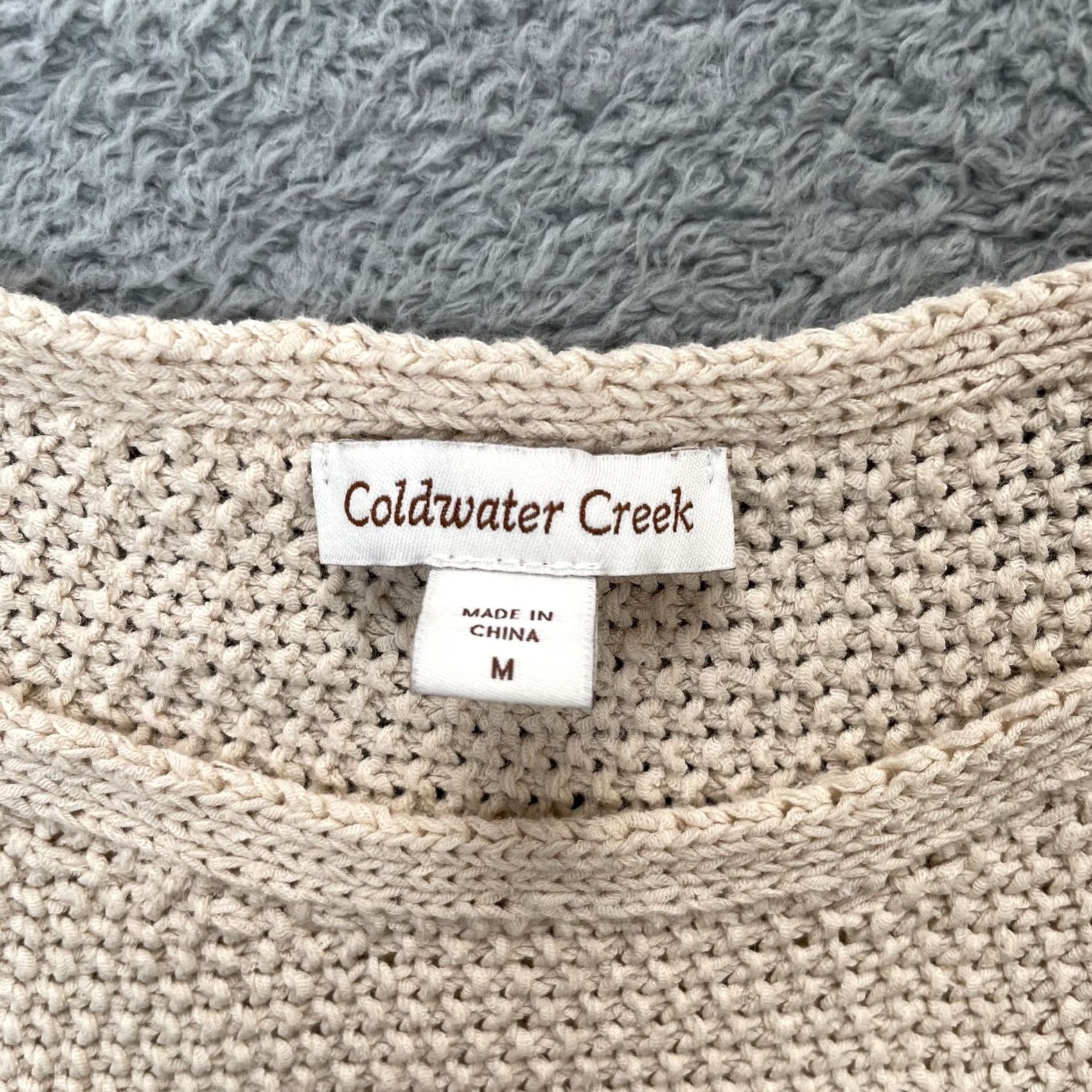 Coldwater Creek VINTAGE Coldwater Creek Sweater Womens Medium Beige Chunky Knit Cotton Ribbed Winter Size M / US 6-8 / IT 42-44 - 3 Thumbnail