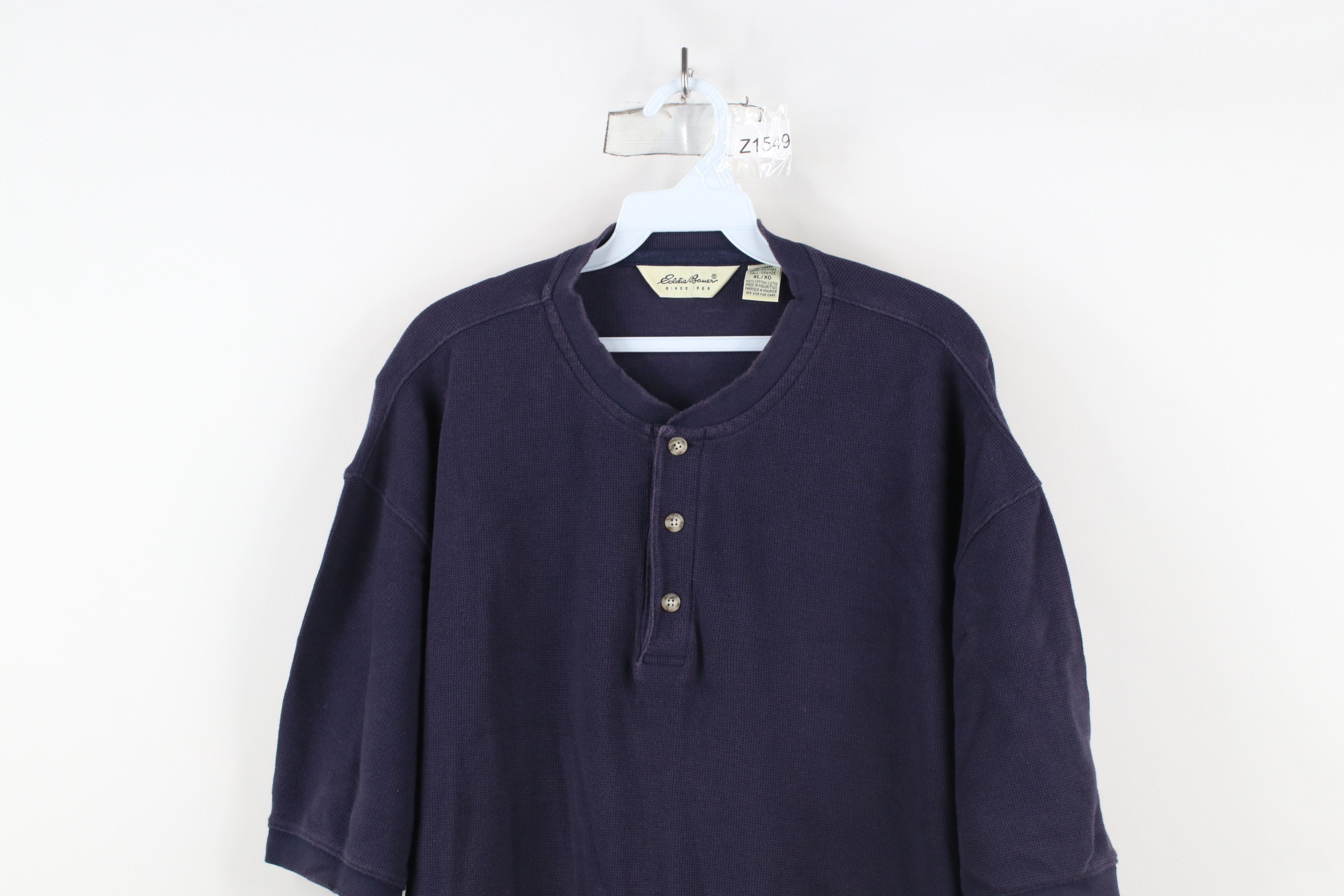 Eddie Bauer × Vintage Vintage 90s Eddie Bauer Thermal Waffle Knit Henley T-Shirt Size US XL / EU 56 / 4 - 2 Thumbnail