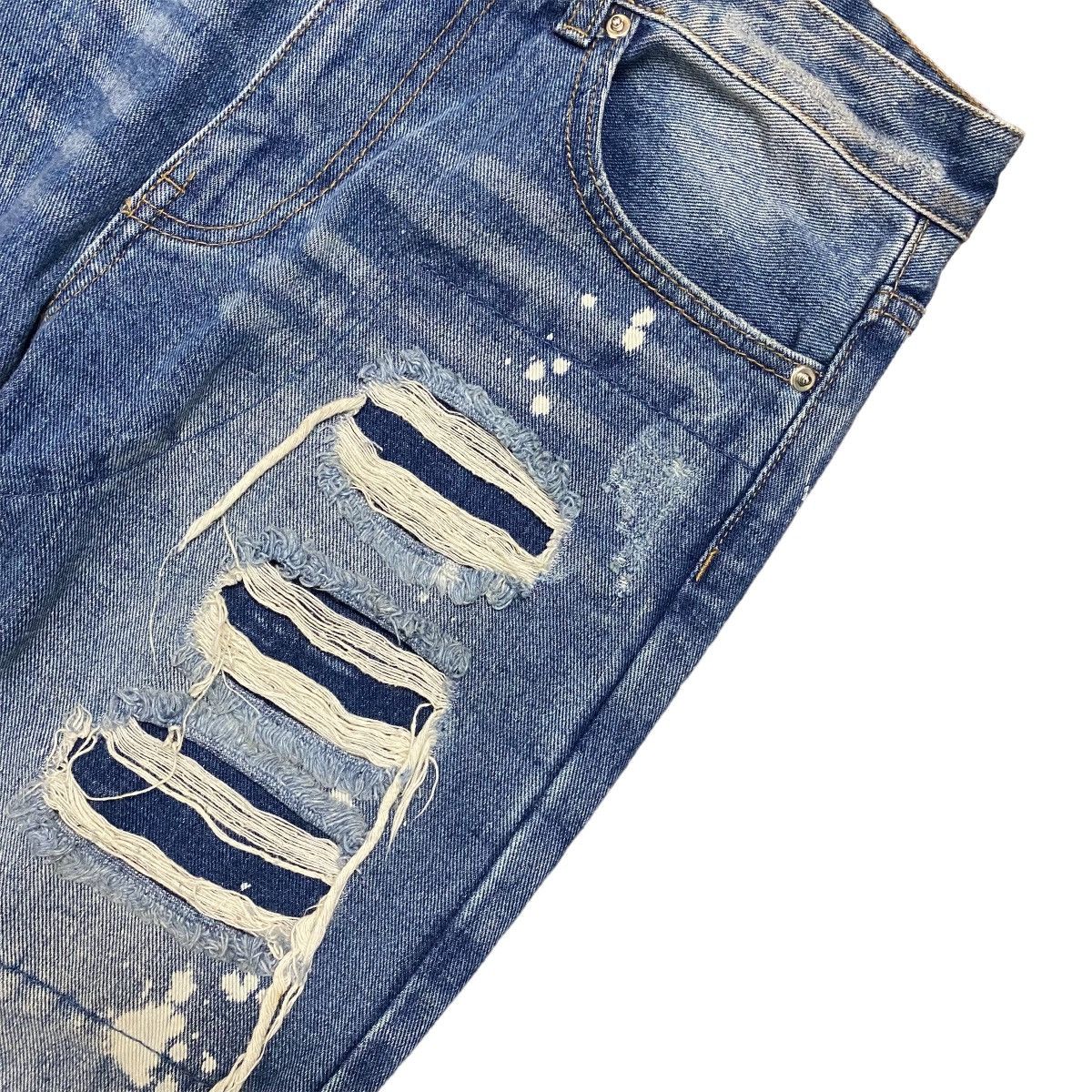 Forever 21 Distressed Denim Paint Jeans by Forever 21 Slim Fit Size US 31 - 5 Thumbnail
