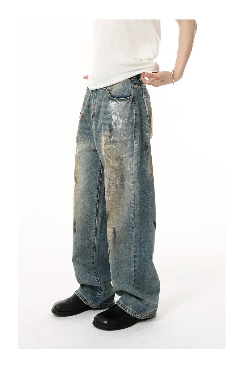 Vintage Men's street-style distressed graffiti washed jeans Size US 32 / EU 48 - 4 Thumbnail