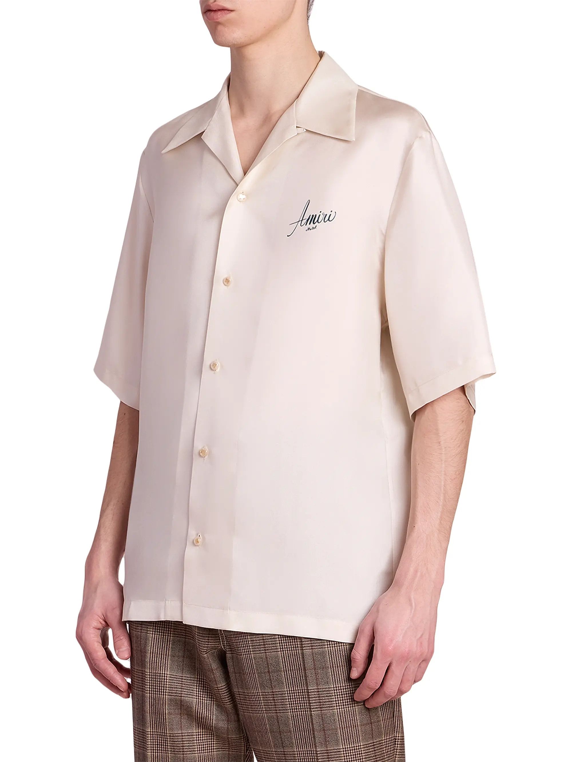 Amiri os11x1225 Hotel Silk Bowling Shirtin Alabaster Size US L / EU 52-54 / 3 - 6 Thumbnail