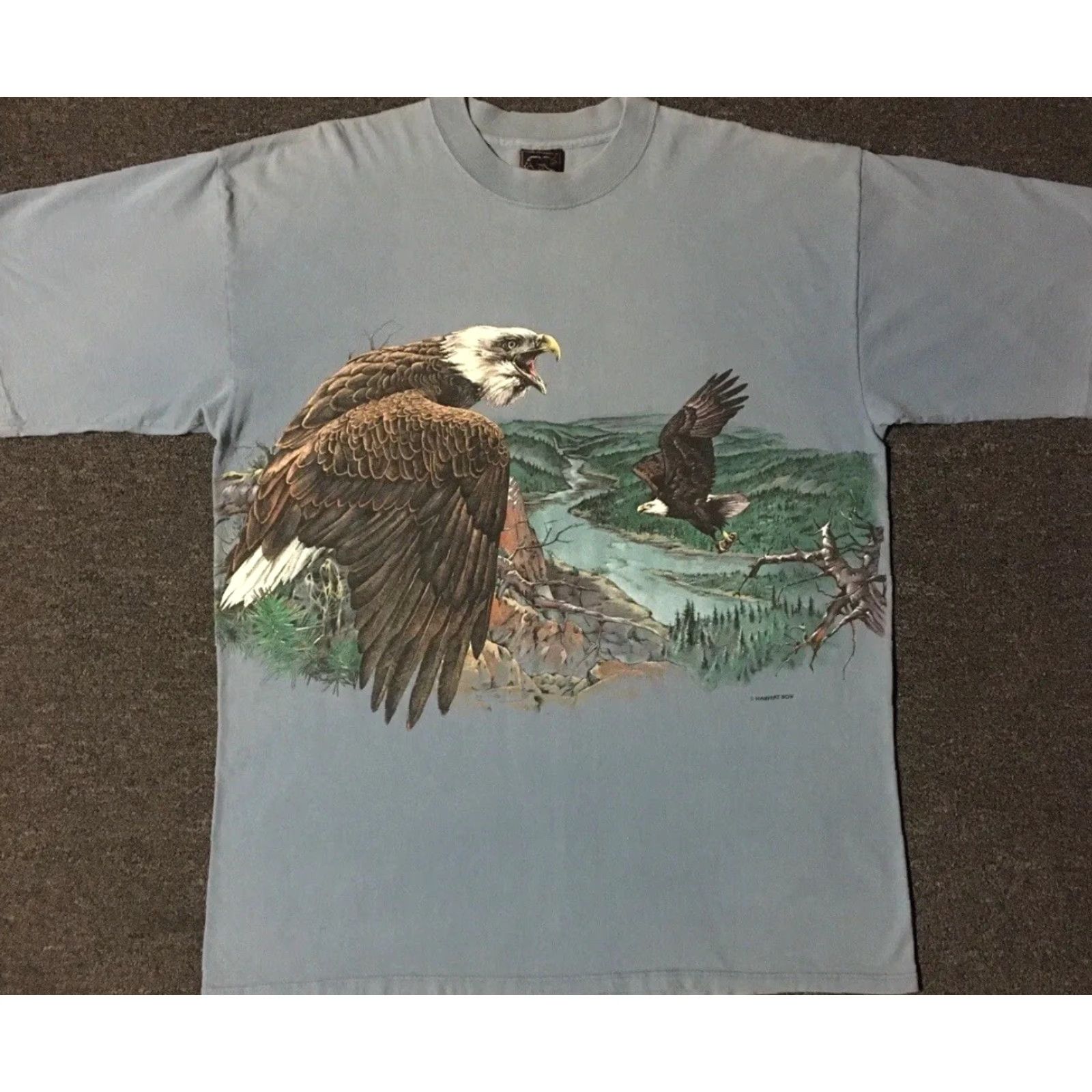 Vintage VINTAGE Eagle All Over Print Shirt 90s XL Blue USA Nature Animal Art Grunge Harley 80 Mens Biker Rockabilly 80s 90s University Wildlif Size US XL / EU 56 / 4 - 2 Thumbnail