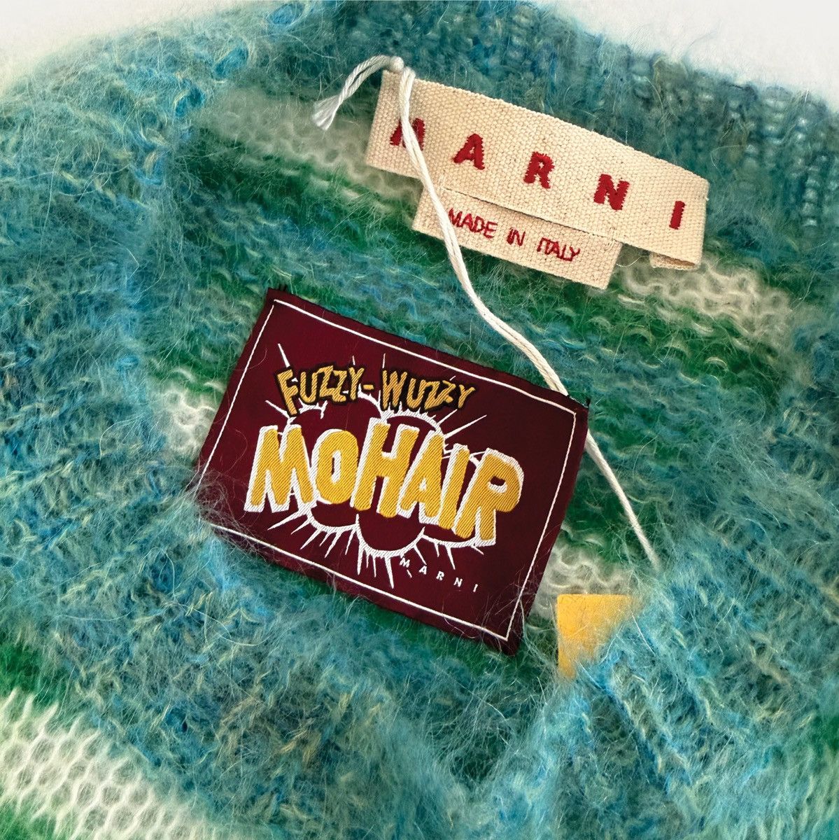 Marni Marni Fuzzy Mohair Knit Striped Sweater Green and Blue Size US M / EU 48-50 / 2 - 4 Thumbnail