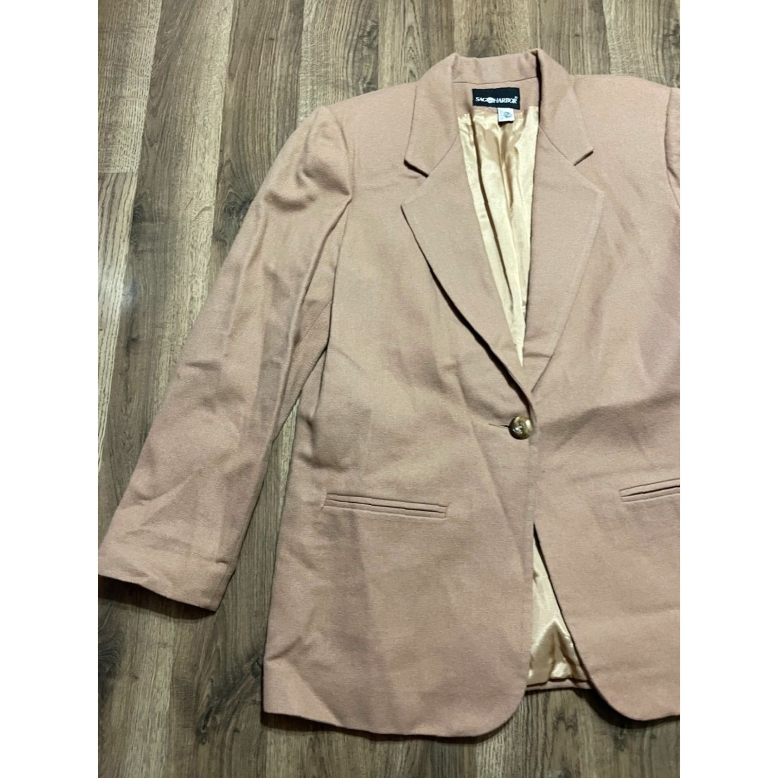 Vintage Sag Harbor Jacket Women Size 12 Brown One Button Shoulder Pads 100% Wool Solid Vintage No Size XL / US 12-14 / IT 48-50 - 3 Thumbnail