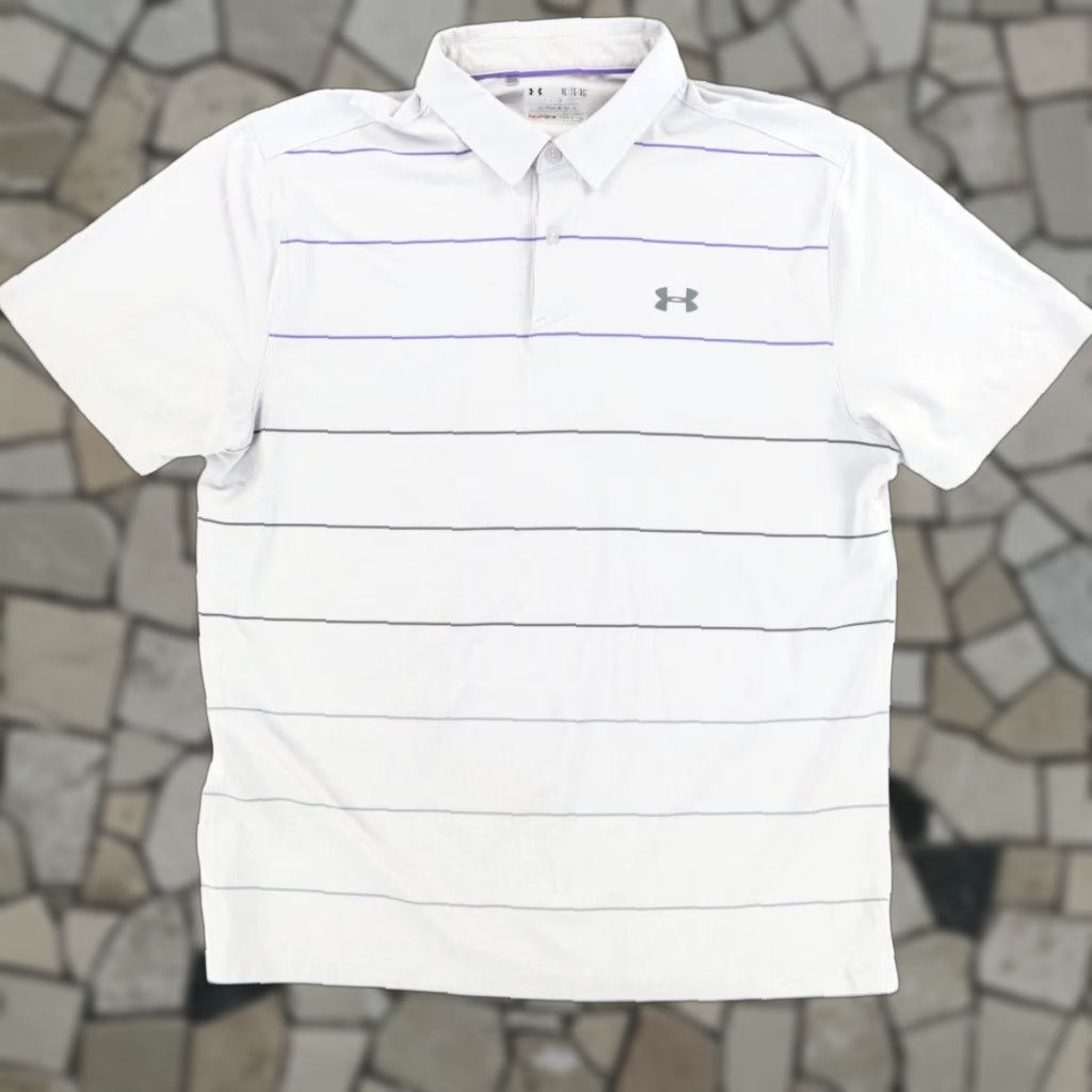 Under Armour Under Armour Heatgear Striped Polo Shirt Gray Men's XL Size US XL / EU 56 / 4 - 1 Thumbnail
