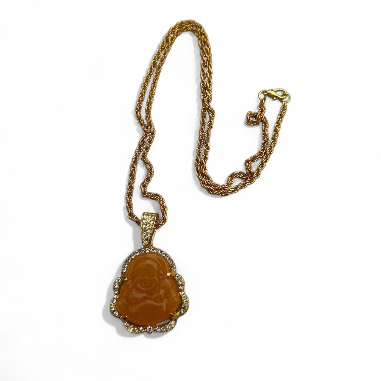 Other 14k gold tone jade Buddha pendant with rope chain Size ONE SIZE - 1 Thumbnail