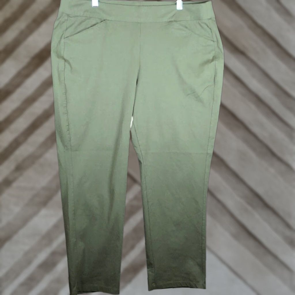 Vintage Chicos Travelers Womens Pants Green Petite High Rise Ankle Stretch 3 Size 40" / US 18 - 1 Thumbnail