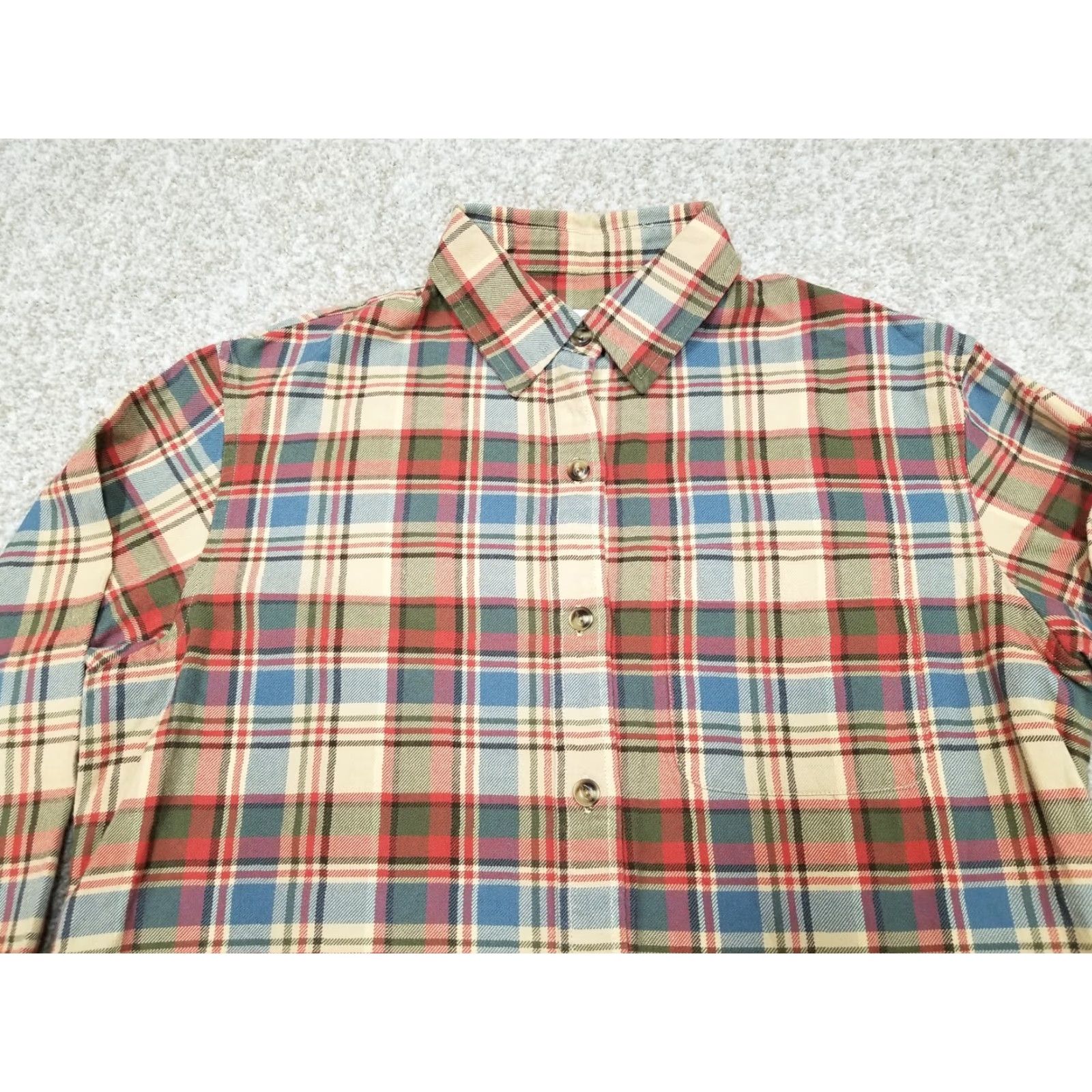 Jones New York Jones New York Top Womens Small Red Blue Plaid Cotton Long Sleeve Flannel Shirt Size XL / US 12-14 / IT 48-50 - 2 Thumbnail