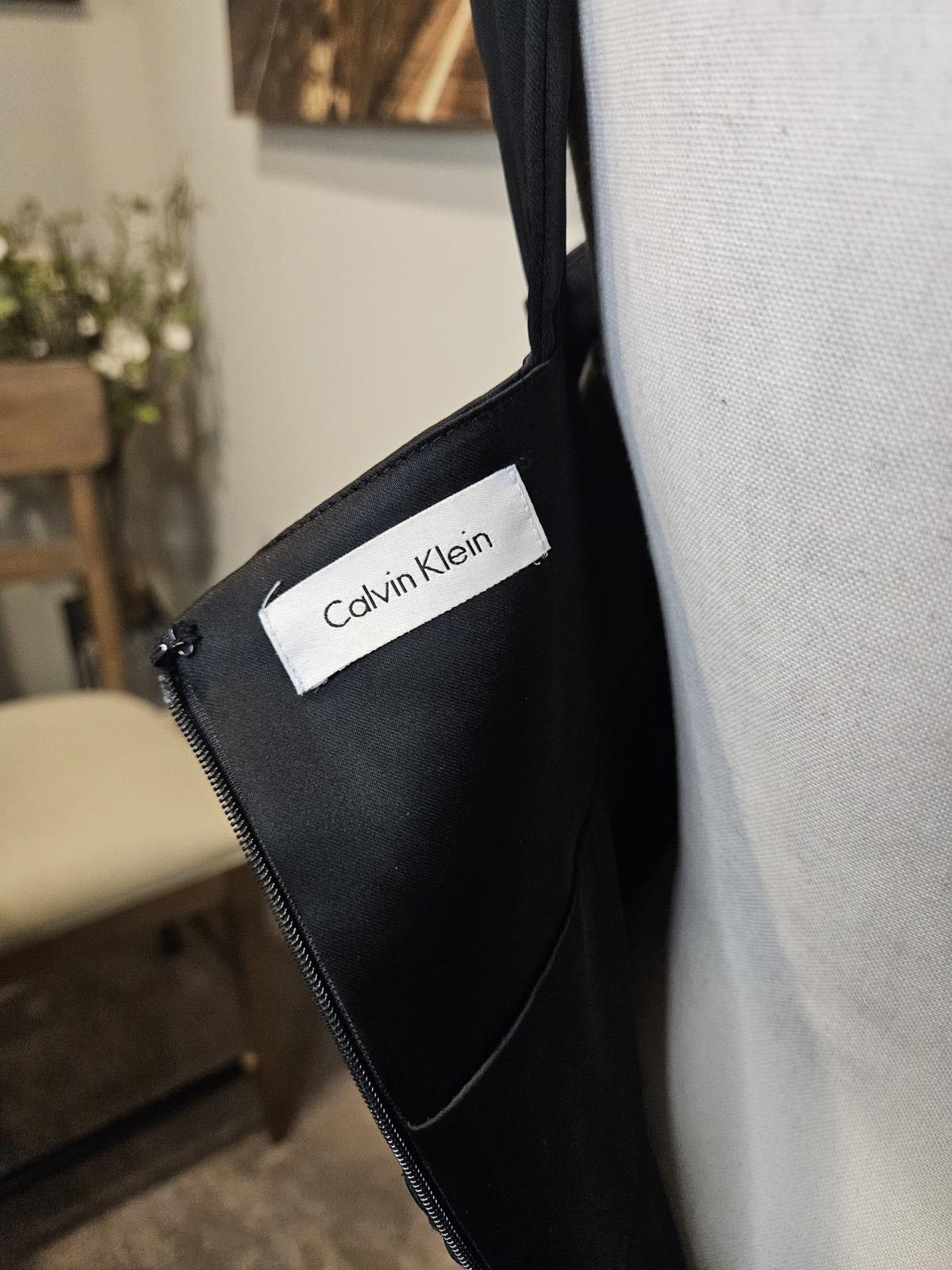 Calvin Klein Calvin Klein Black Satin Dress with Pleated Detail Size S / US 4 / IT 40 - 8 Thumbnail