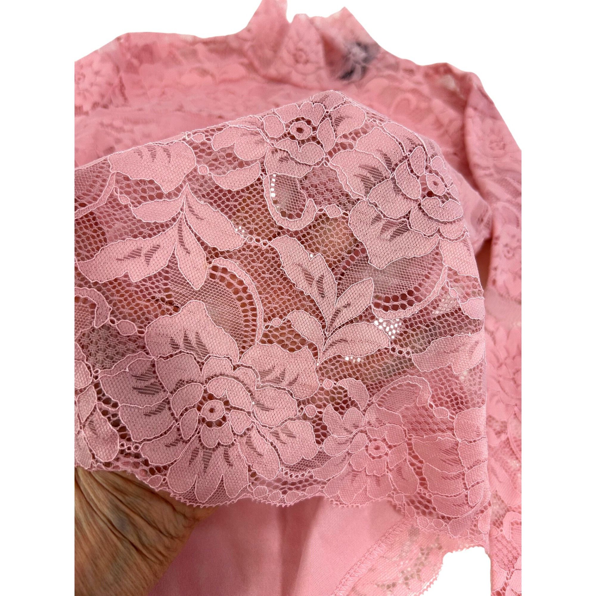 Other Mock Neck Pink Floral Lace Top S Juniors Long Sleeve Dressy Size S / US 4 / IT 40 - 19 Thumbnail