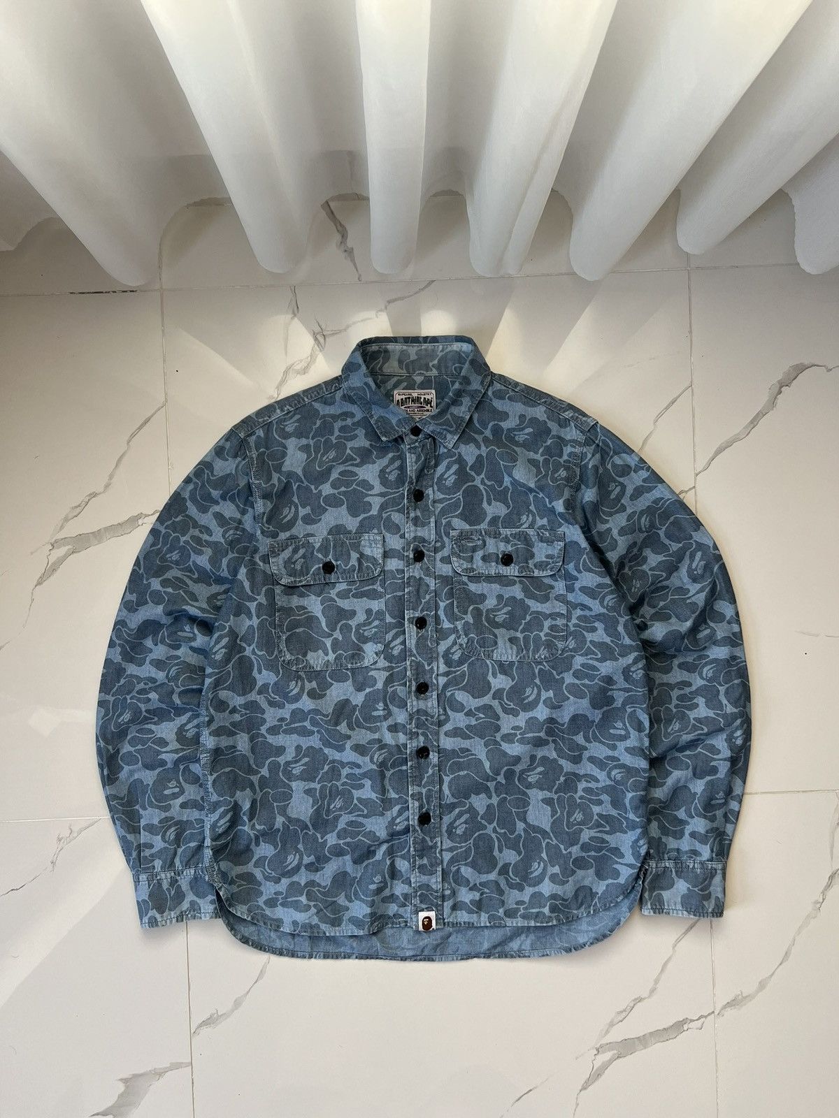 BAPE BAPEAREL INDUSTRY RARE CAMO LONGSLEEVE SHIRT