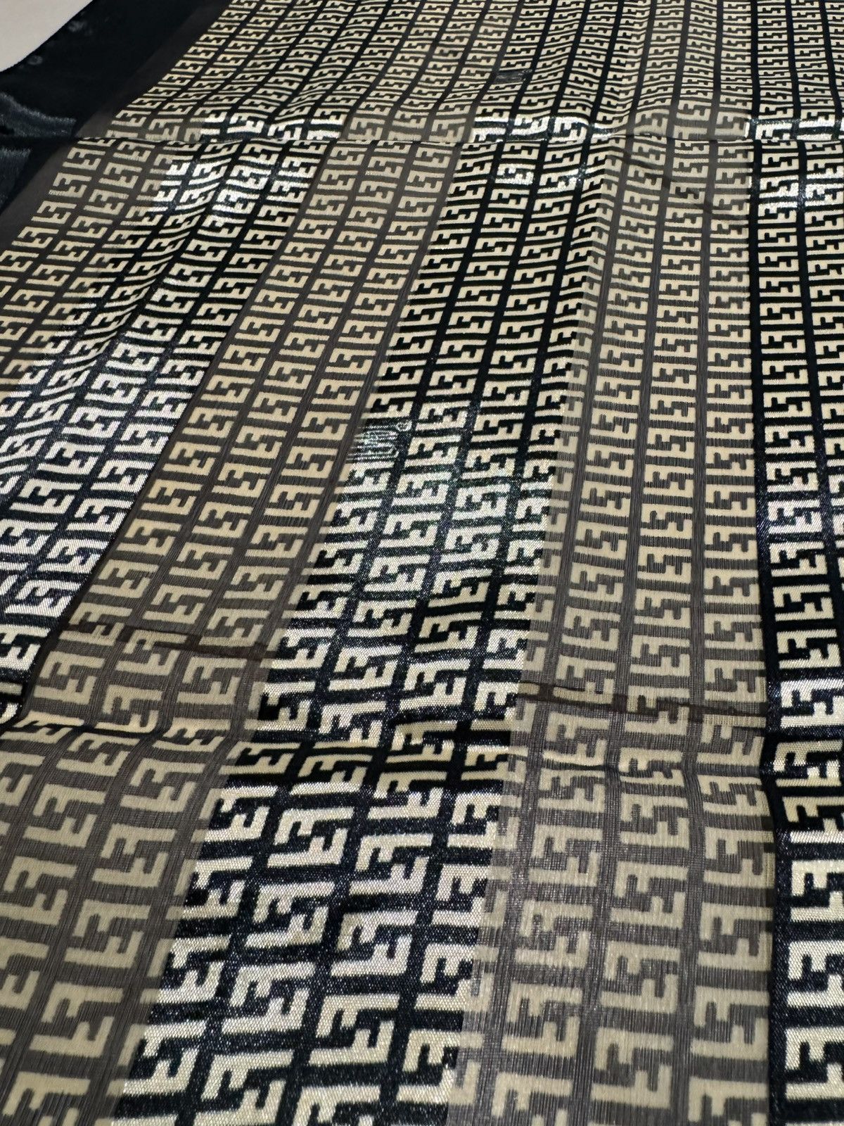 Fendi Fendi Black Gold Monogram Silk Scarf Size ONE SIZE - 2 Thumbnail