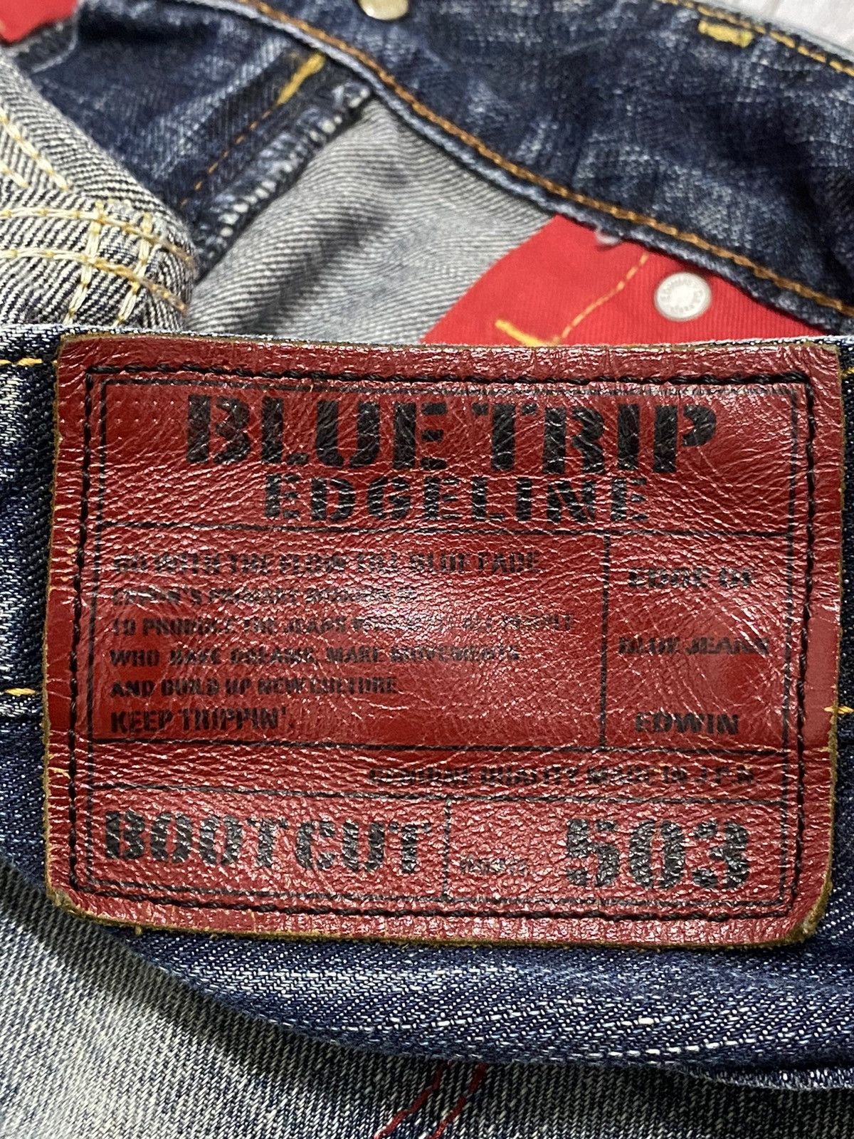 20471120 × Edwin × Japanese Brand Edwin 503 Bootcut Blue Trip Edgeline Washed Denim Size US 30 / EU 46 - 19 Thumbnail