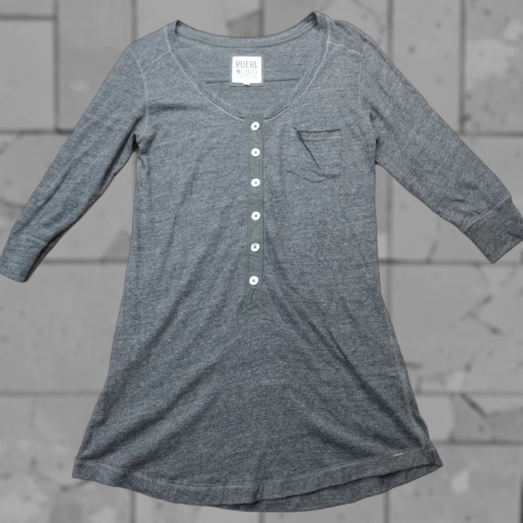 Abercrombie & Fitch Ruehl 925 Abercrombie & Fitch Women's Shirt Blouse M Gray 3/4 Sleeve Boat Neck Tunic Cotton Blend Vintage No Size M / US 6-8 / IT 42-44 - 1 Thumbnail