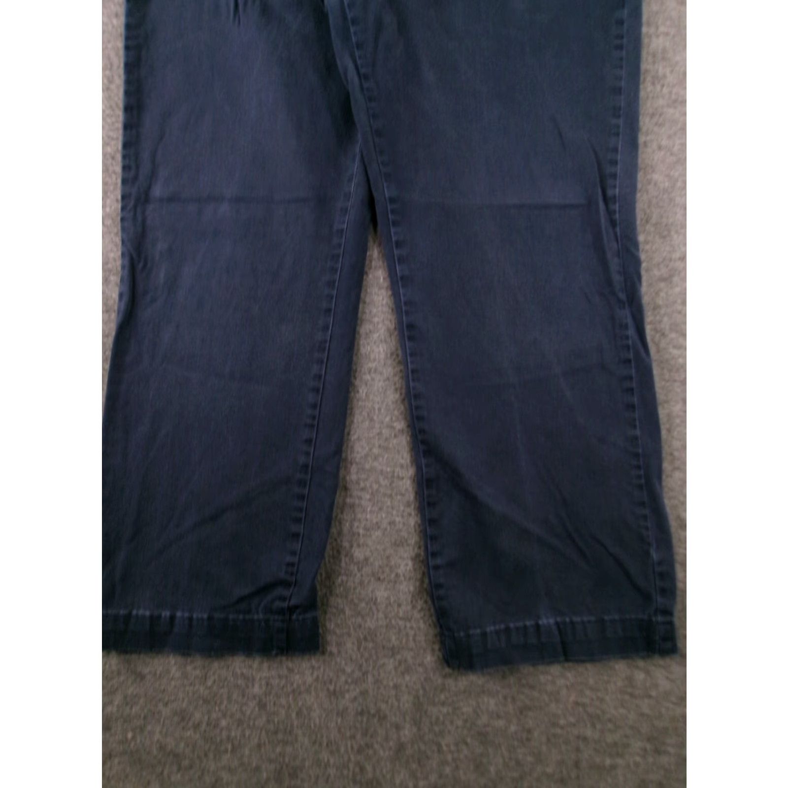 Lee Lee Pant Women 10P Petite Blue Chino Flat Front Mid Rise Casual Office Everyday Comfort Pockets Slim Straight Leg 28in Inseam Womens Size 32" / US 10 / IT 46 - 3 Thumbnail