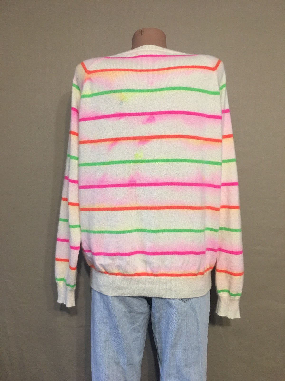 Other GUSSY and LOU Cream Multi Neon Stripes Cashmere Sweater M Size M / US 6-8 / IT 42-44 - 5 Thumbnail