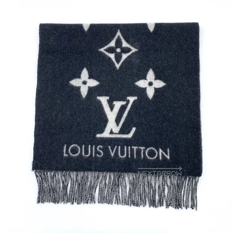 Louis Vuitton Louis Vuitton Black logo aged cashmere fringe scarf Size ONE SIZE - 1 Thumbnail