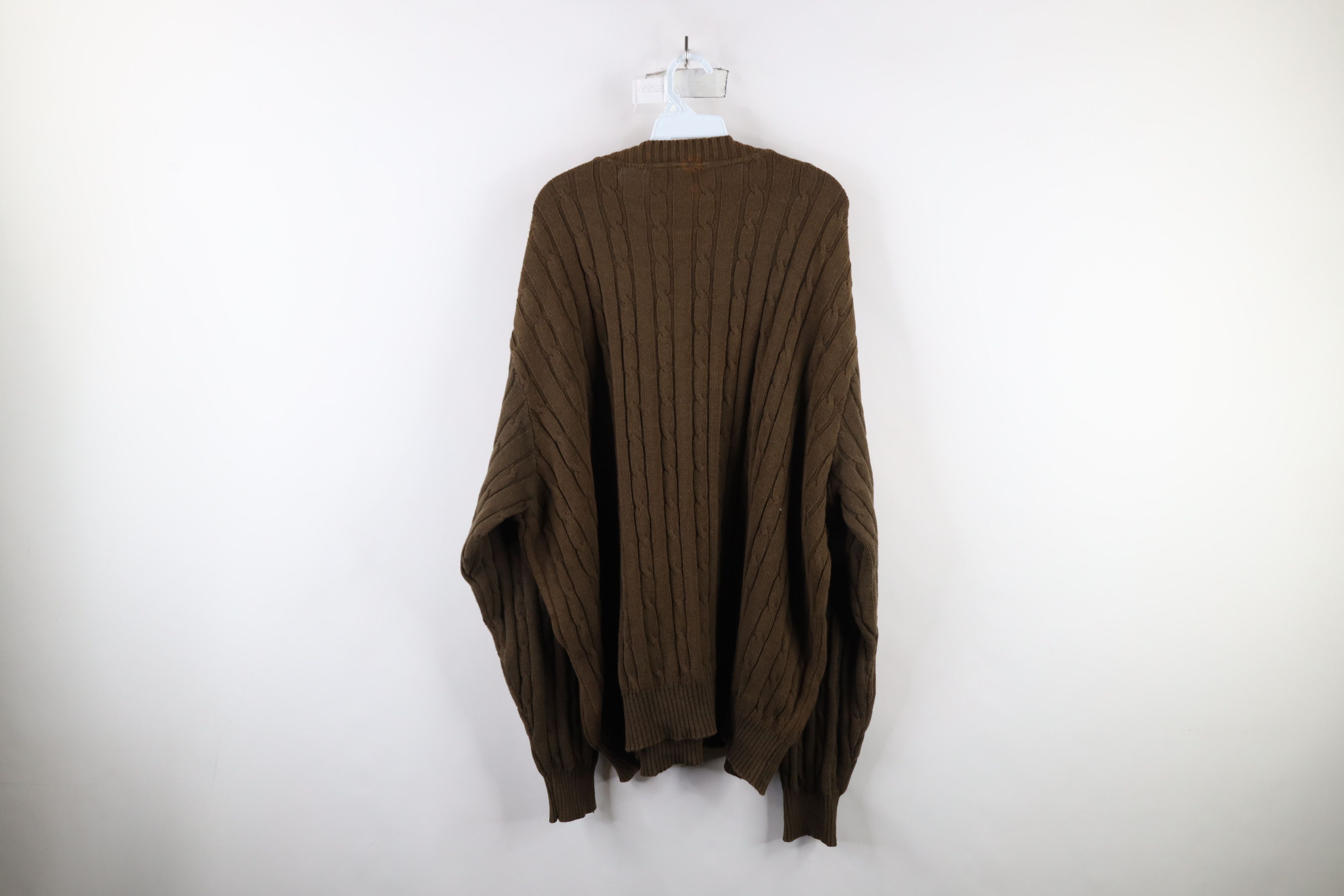Vintage Vintage 90s Streetwear Faded Chunky Cable Knit Sweater Brown Size US XXL / EU 58 / 5 - 7 Thumbnail