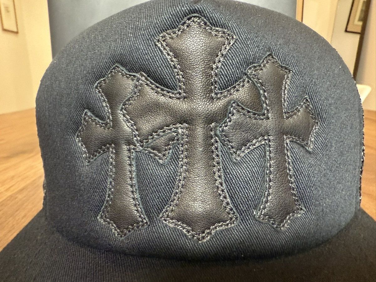 Chrome Hearts Chrome Hearts Black Triple Cross Leather Trucker Hat Size ONE SIZE - 2 Thumbnail