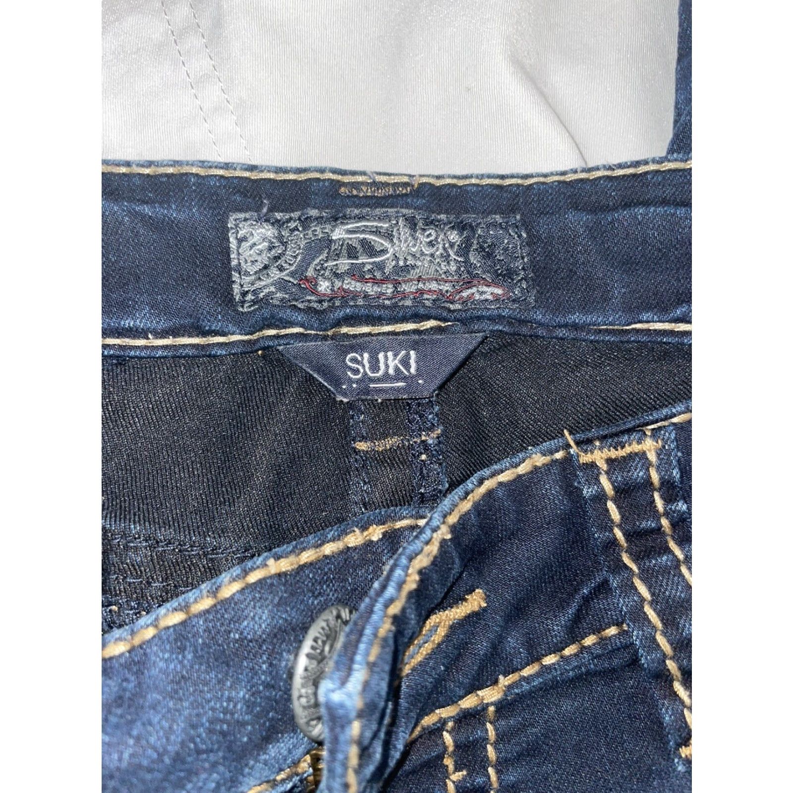 Vintage Silver Sliver Suki Dark Blue Mid Super Skinny Jeans Womens Size W31/L31 Size 24" / US 00 / IT 34 - 6 Thumbnail