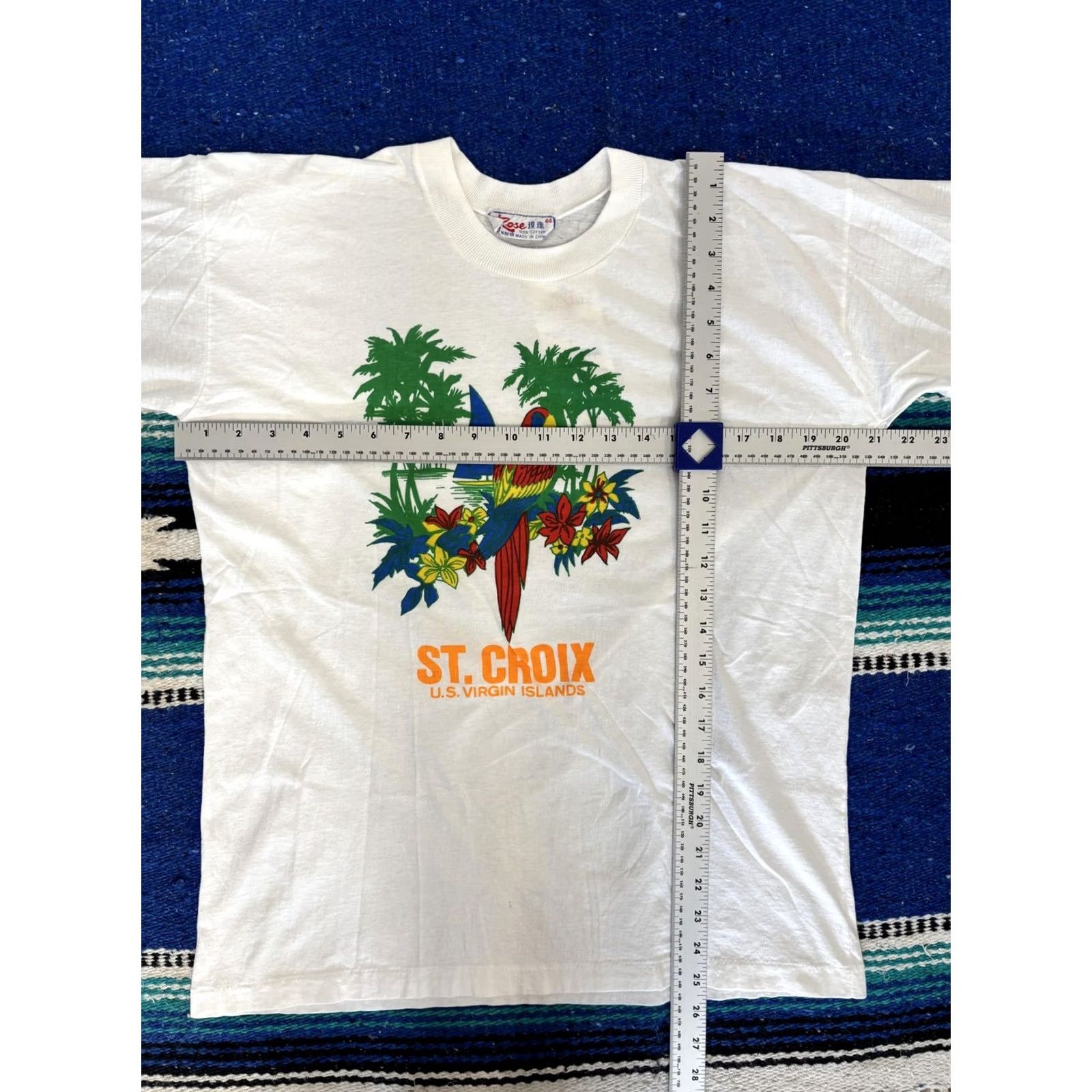 Vintage Rose Shirt Mens Large White Parrot U.S. Virgin Islands Tourist 90s St Croix, Men's (Size Xxl) — image 3 of 6