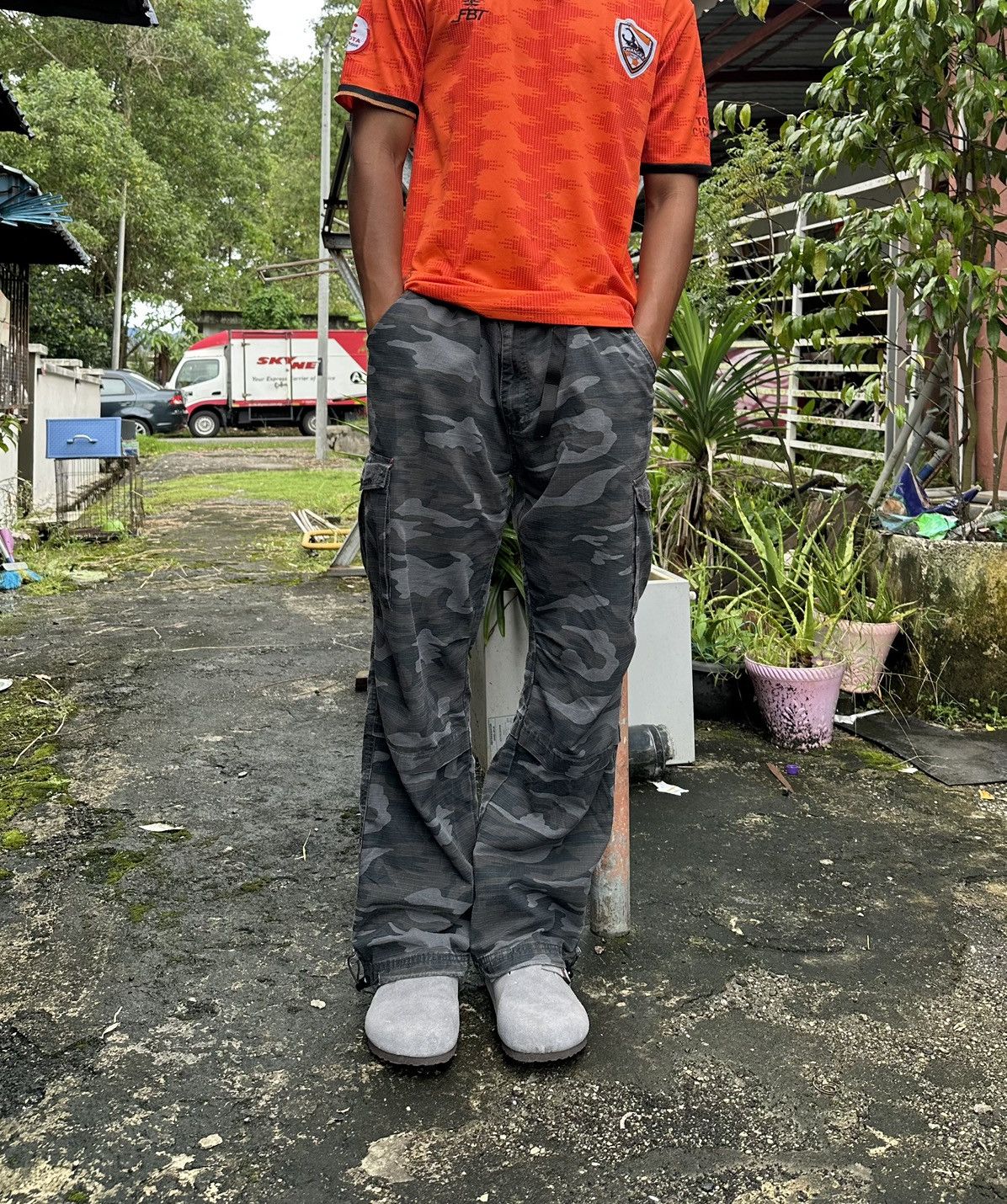 Vintage 👹Vintage Navy Camo Baggy Cargo Pants Size US 34 / EU 50 - 6 Thumbnail