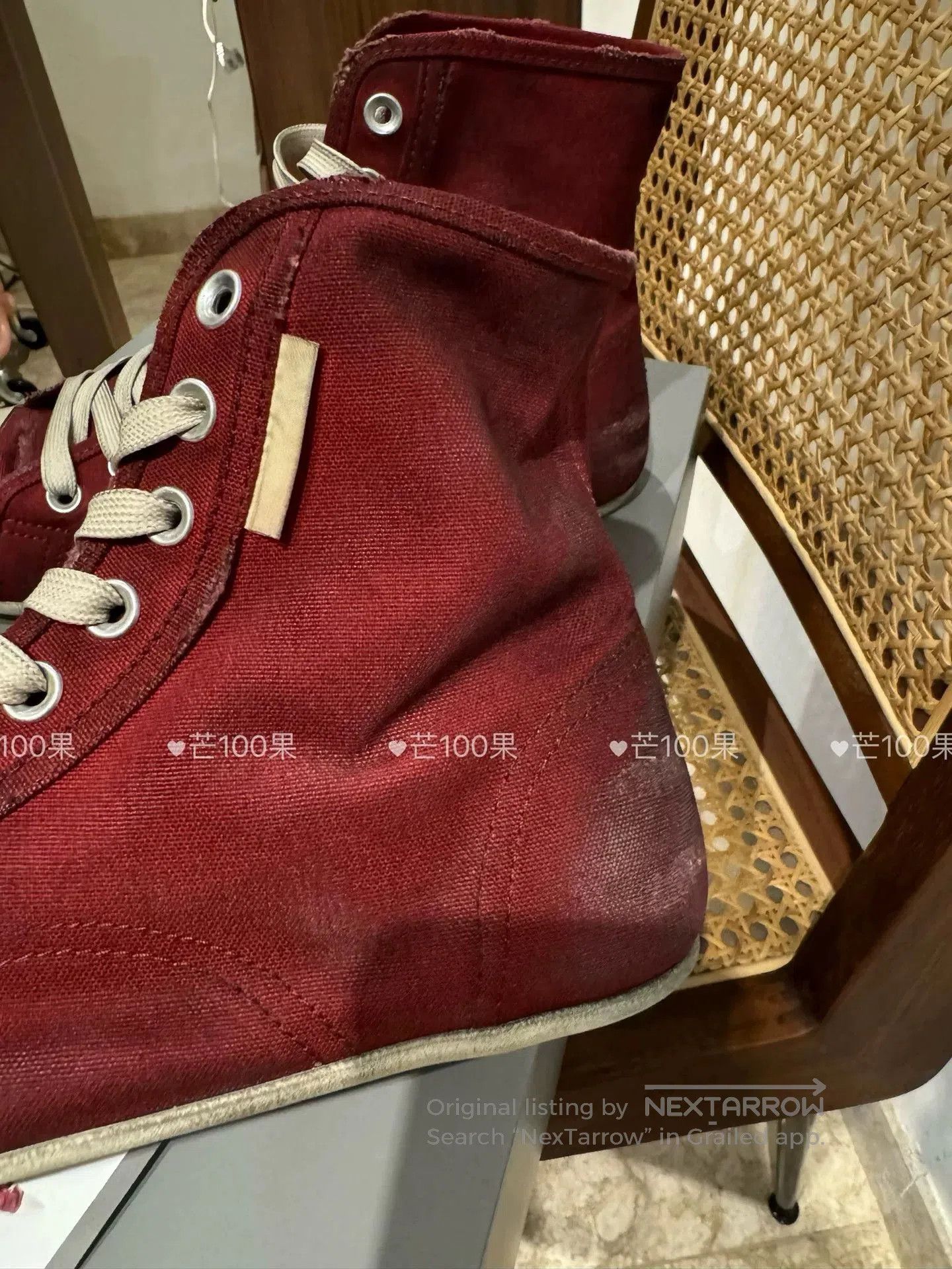 Balenciaga Balenciaga Vintage Distressed Burgundy Canvas Shoes. Size US 10 / EU 43 - 4 Thumbnail
