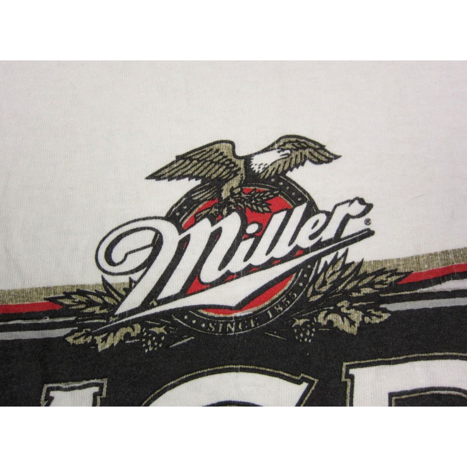 Jerzees VINTAGE Miller Shirt Mens Large L White Genuine Draft Single Stitch Beer 90s MGD Shirt Mens L White 90s Beer City Classic American Boys Mens Size US L / EU 52-54 / 3 - 3 Thumbnail
