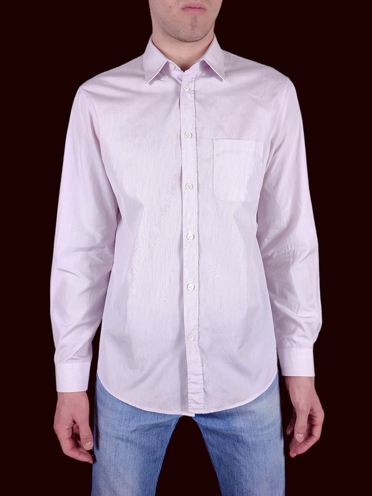 Image of S/s 2001 Helmut Lang Striped Long Sleeve Shirt in White/Purple, Men's (Size XL)