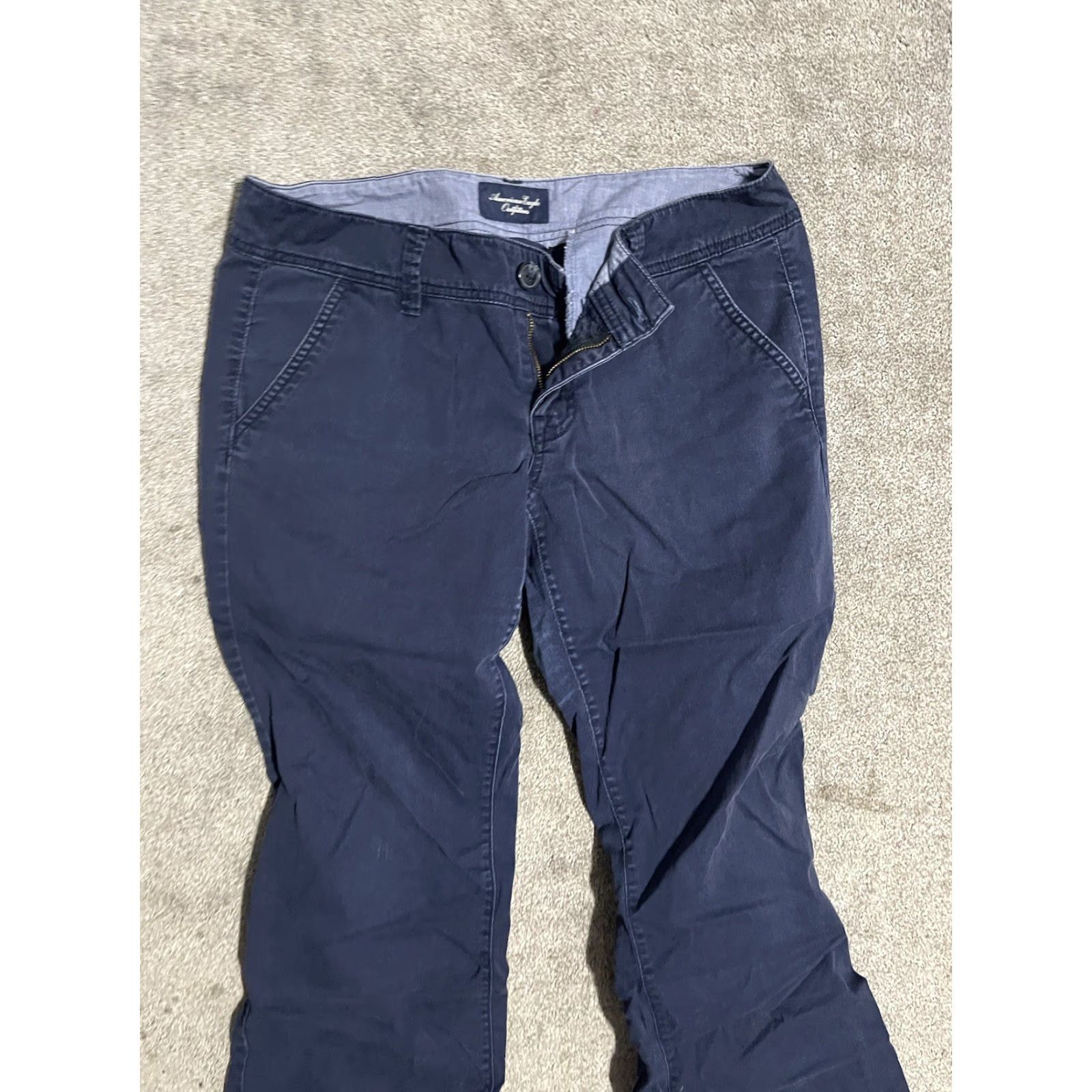 American Eagle Outfitters American Eagle Outfitters Pants Women Size 6 Navy Blue Solid Cotton Lightweight Casual Boot Cut Regular Rise Mid Lightweight Casual Women Pants Size 28" / US 6 / IT 42 - 2 Thumbnail