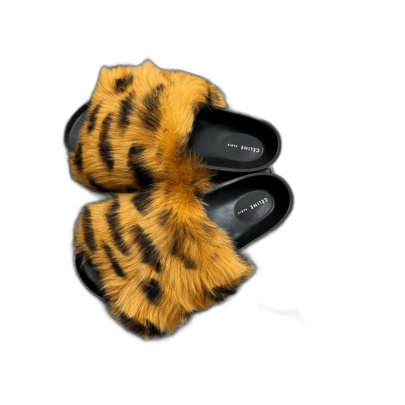 Celine Celine Leopard Print Fur Slide Sandals Size US 6 / IT 36 - 1 Thumbnail