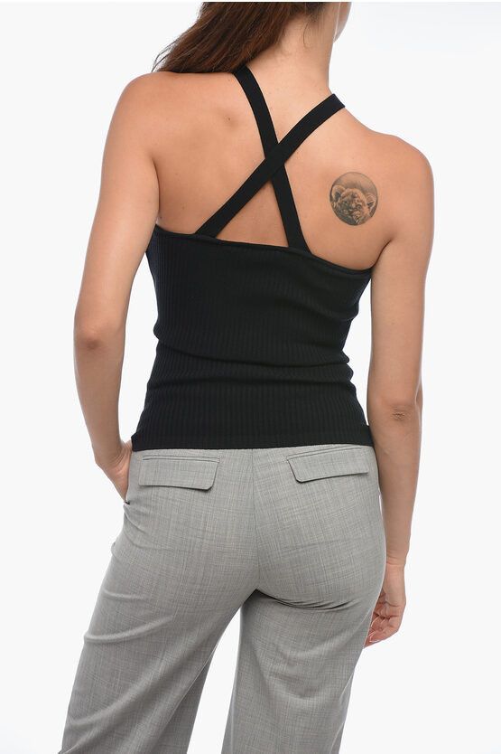 MSGM og1mm0724 Ribbed Design Knitted Tank Top in Black Size L / US 10 / IT 46 - 2 Thumbnail