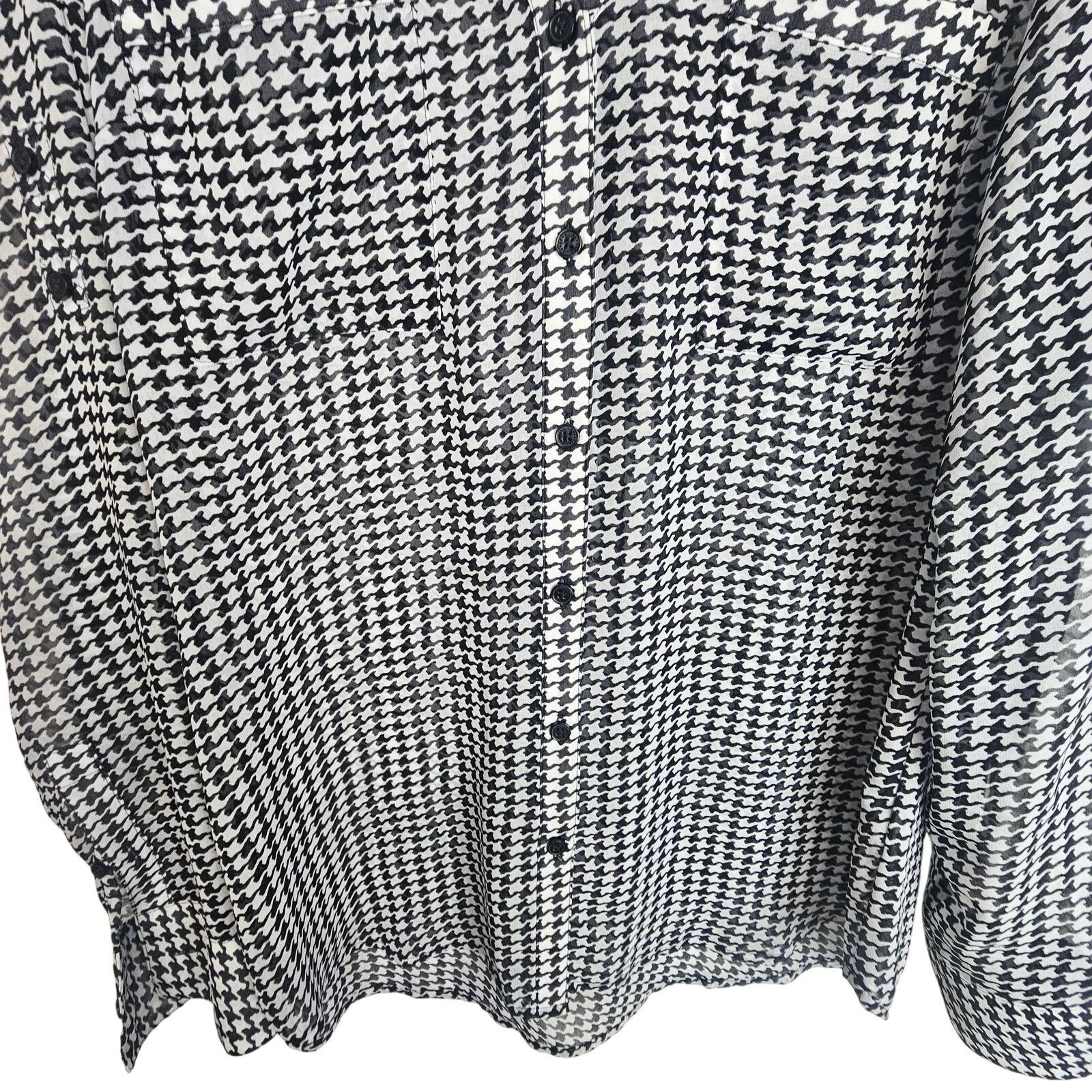 Express Express Women Houndstooth The Portofino Shirt M Sheer Career Size M / US 6-8 / IT 42-44 - 3 Thumbnail