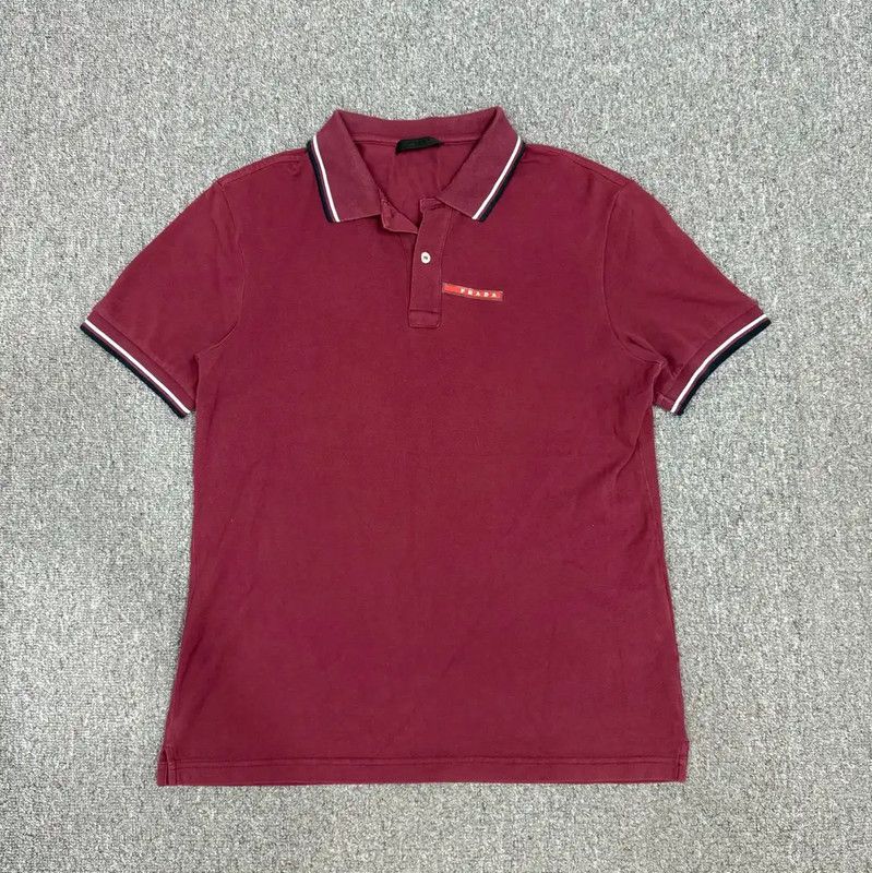 Prada Prada Red Cotton Men's Polo Shirt Size US M / EU 48-50 / 2 - 1 Thumbnail