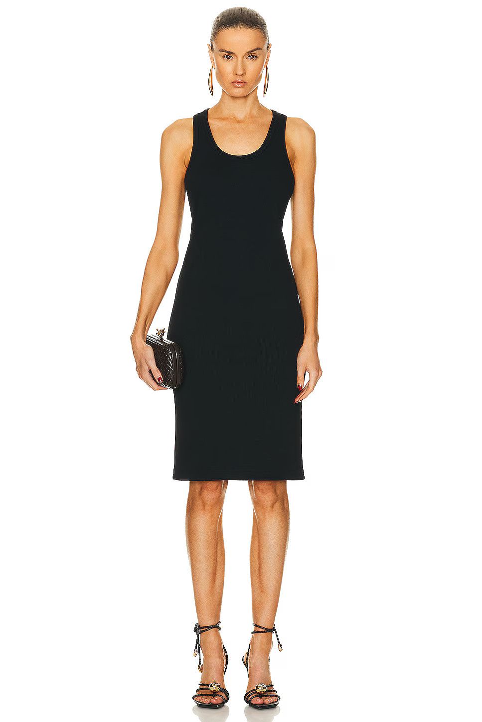 Bottega Veneta o1n1vont1225 Stretch Rib Cotton Dress in Black Size M / US 6-8 / IT 42-44 - 1 Thumbnail