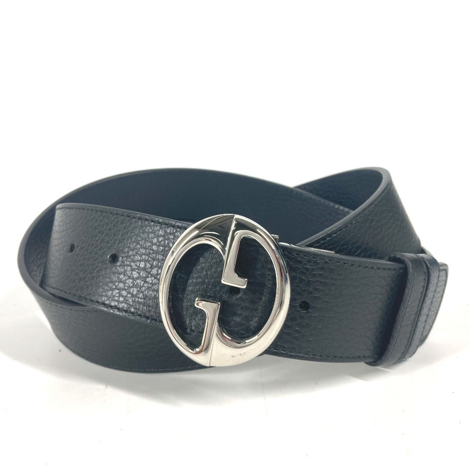 Gucci GUCCI 449715 GG Bicolor Belt Leather Men's Black Size ONE SIZE - 1 Thumbnail