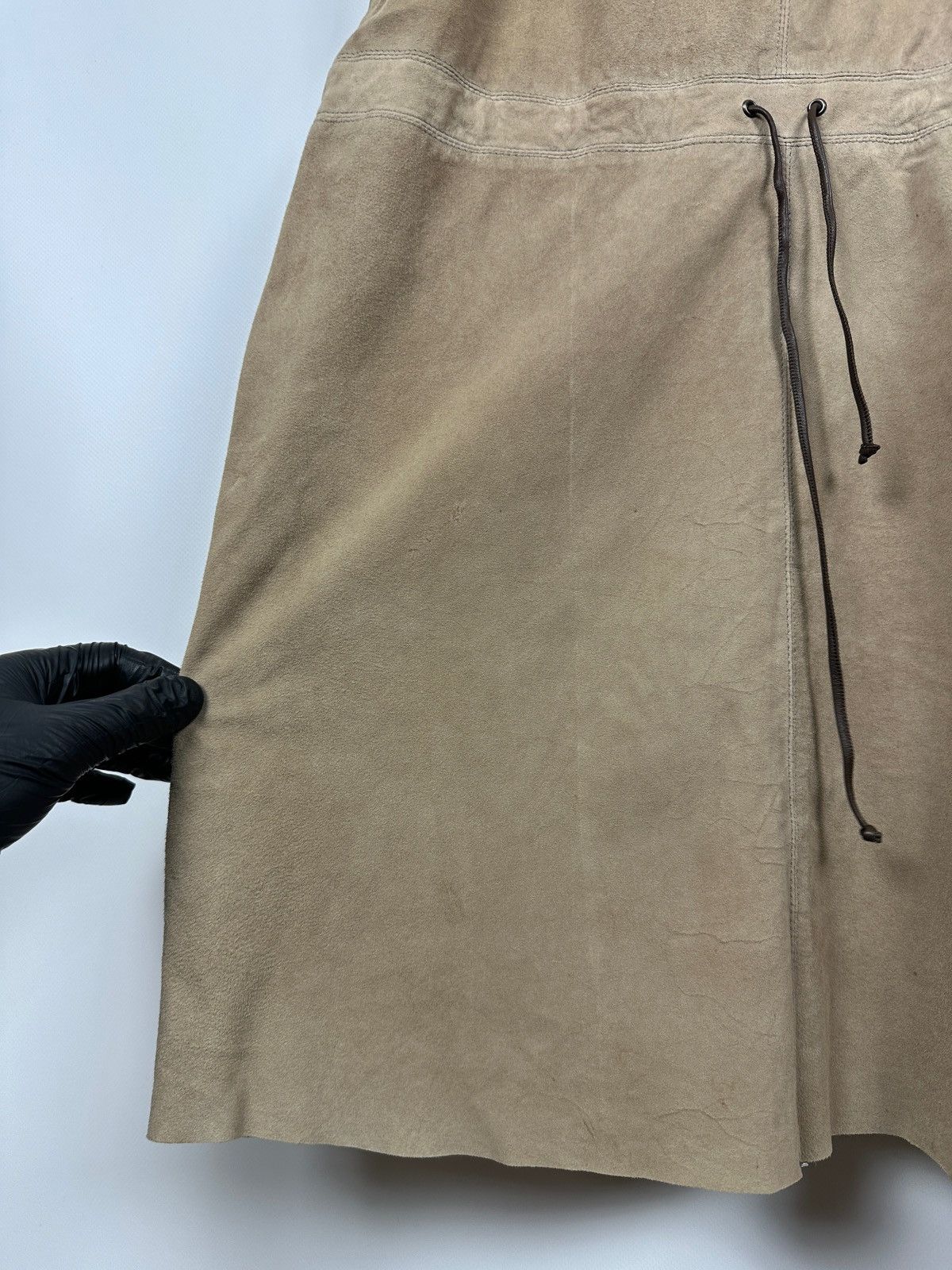 Brunello Cucinelli Vintage Brunello Cucinelli Suede Leather Strappy Midi Dress Size M / US 6-8 / IT 42-44 - 10 Thumbnail