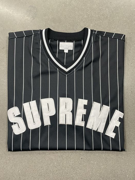 Supreme SS17: Supreme Pinstripe Baseball Jersey 