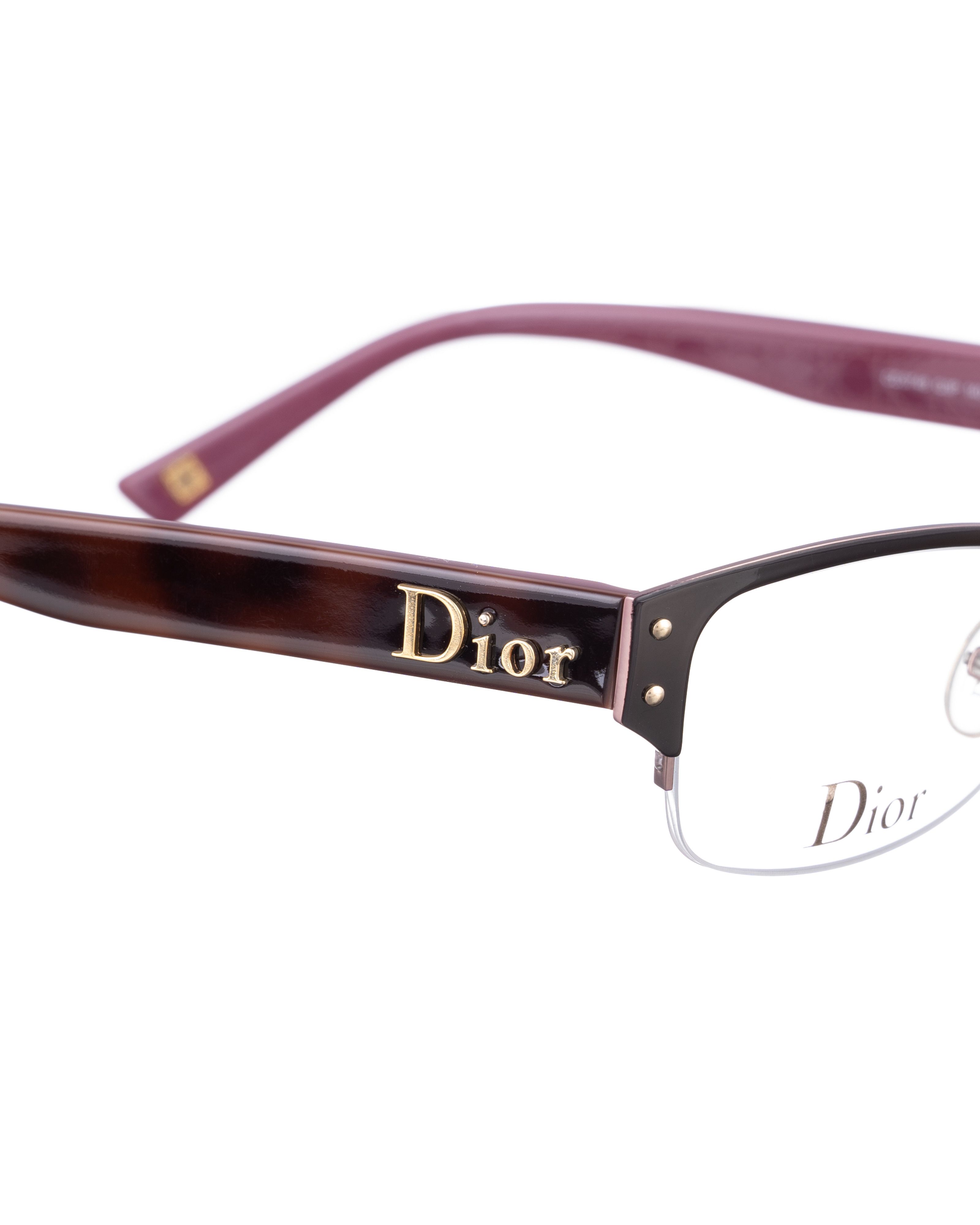 Dior Dior '90s Violet Half Rim Glasses with Gold Logo Size ONE SIZE - 1 Thumbnail