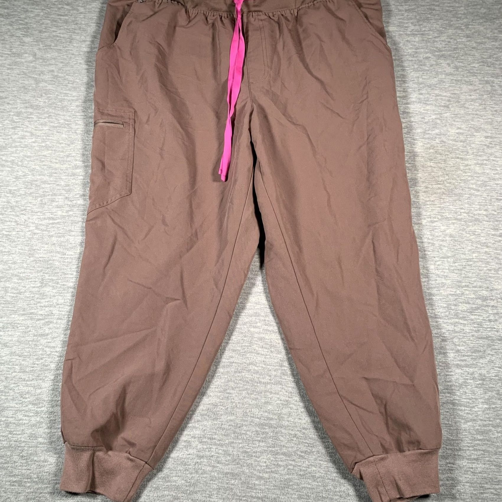 Vintage FIGS Technical Collection Jogger Scrub Pants Womens 3XL Petite Brown Zip Pocket Size 40" / US 18 - 3 Thumbnail
