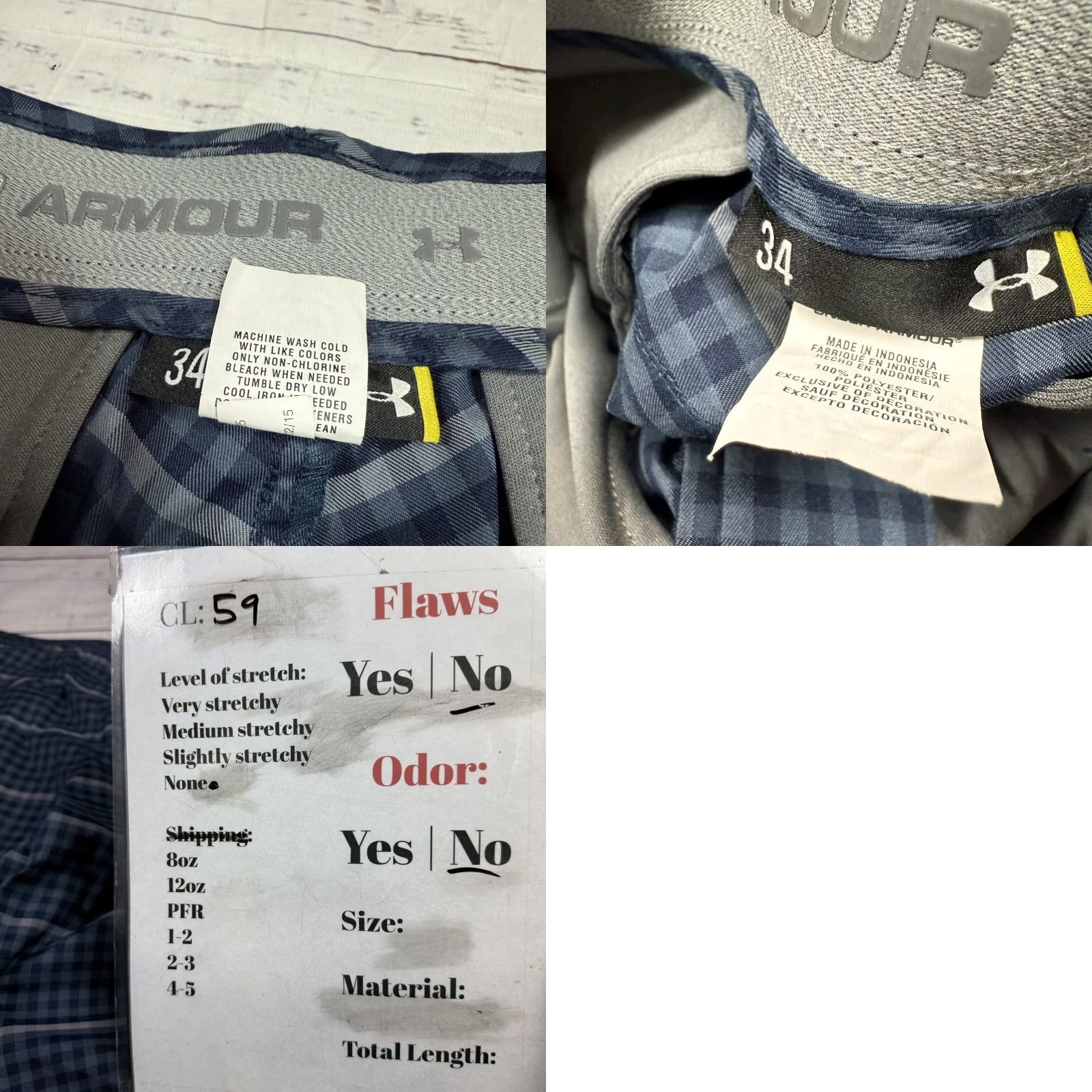 Under Armour Under Armour Blue Checkered Golf Chino Shorts Performance Flat Front Men's Sz 34 Size US 34 / EU 50 - 8 Thumbnail